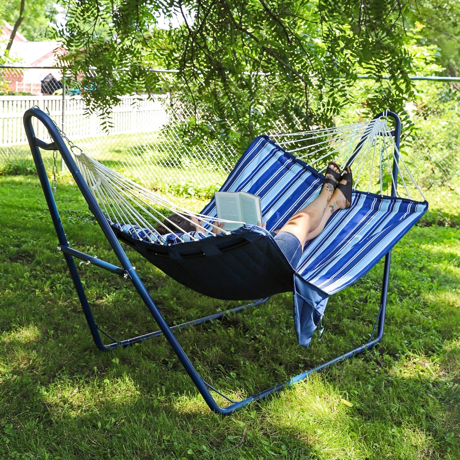 Metal Spreader Bar Hammock with Pillow - Catalina Beach