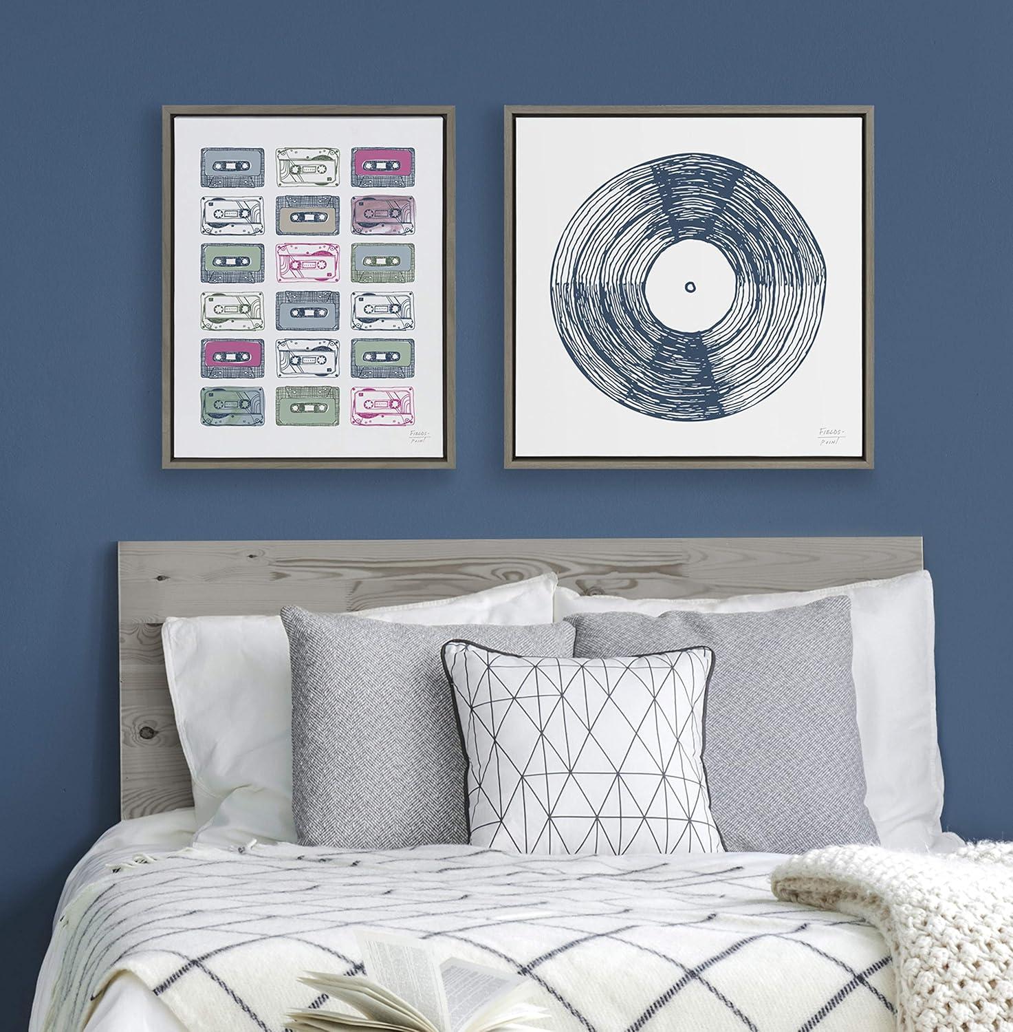 18" x 24" Sylvie Cassettes Framed Canvas Wall Art by Statement Goods Gray - Kate and Laurel: Modern Decor, Vertical Screen Print