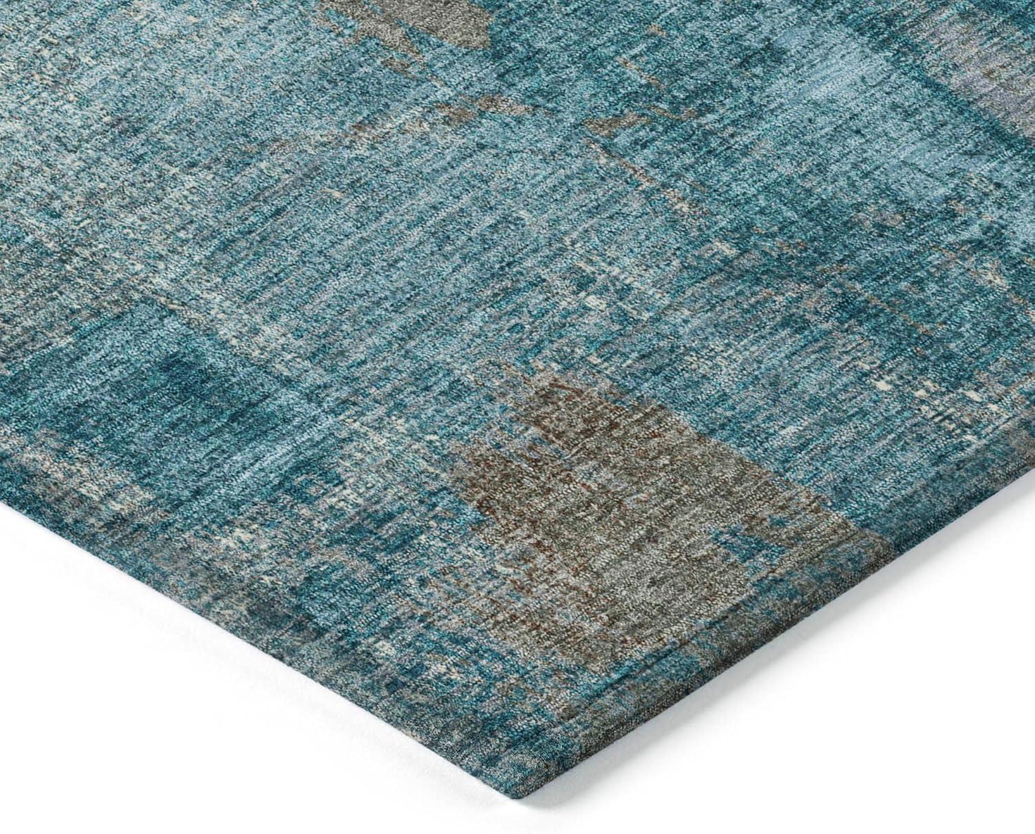 Machine Washable Indoor/Outdoor Chayden ACN989 Teal Rug
