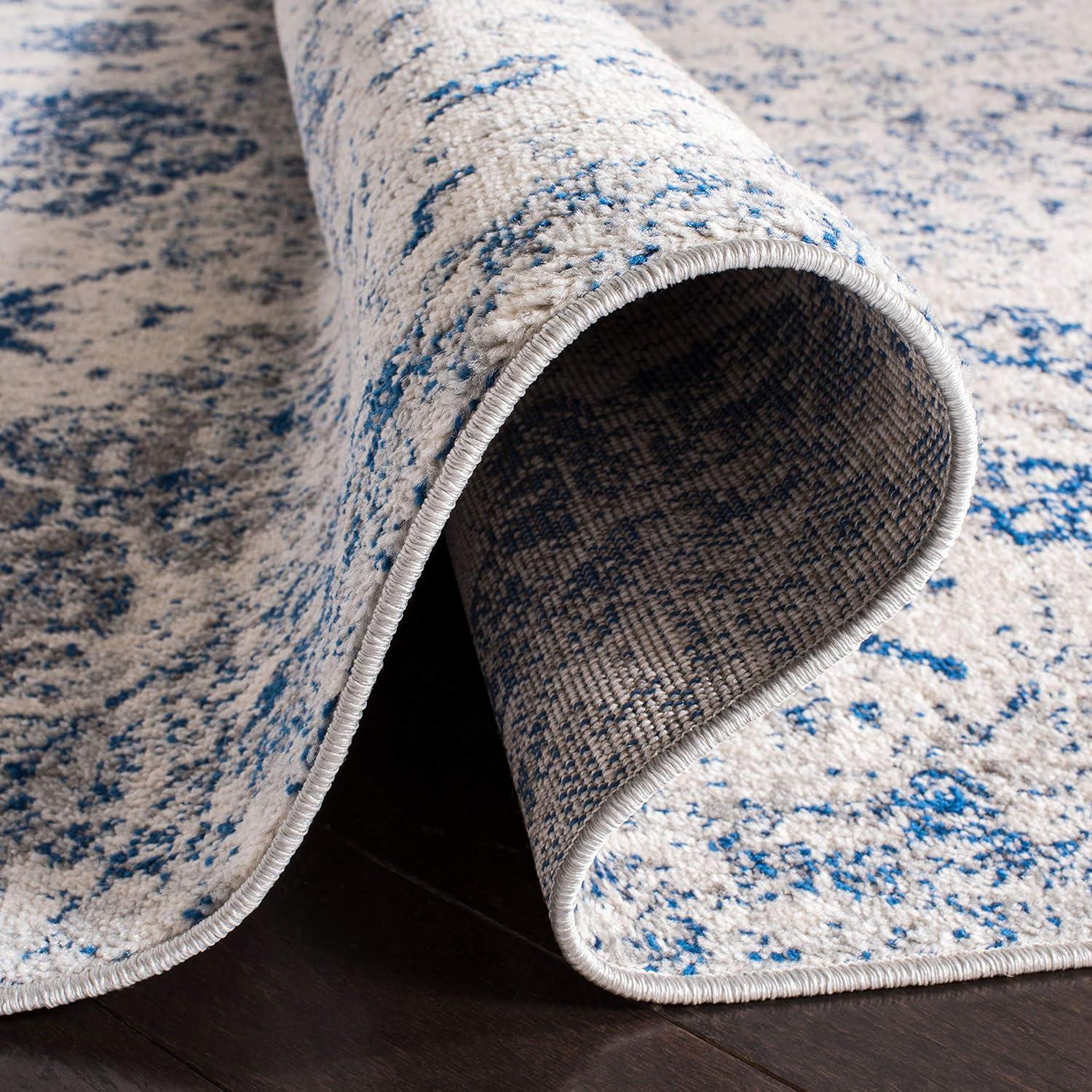 SAFAVIEH Madison Judith Distressed Area Rug, White/Royal Blue, 10' x 14'