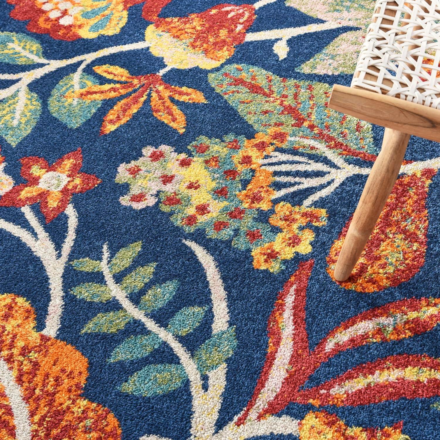 Nourison Allur Botanical Indoor Area Rug Navy Multicolor 9' x 12'