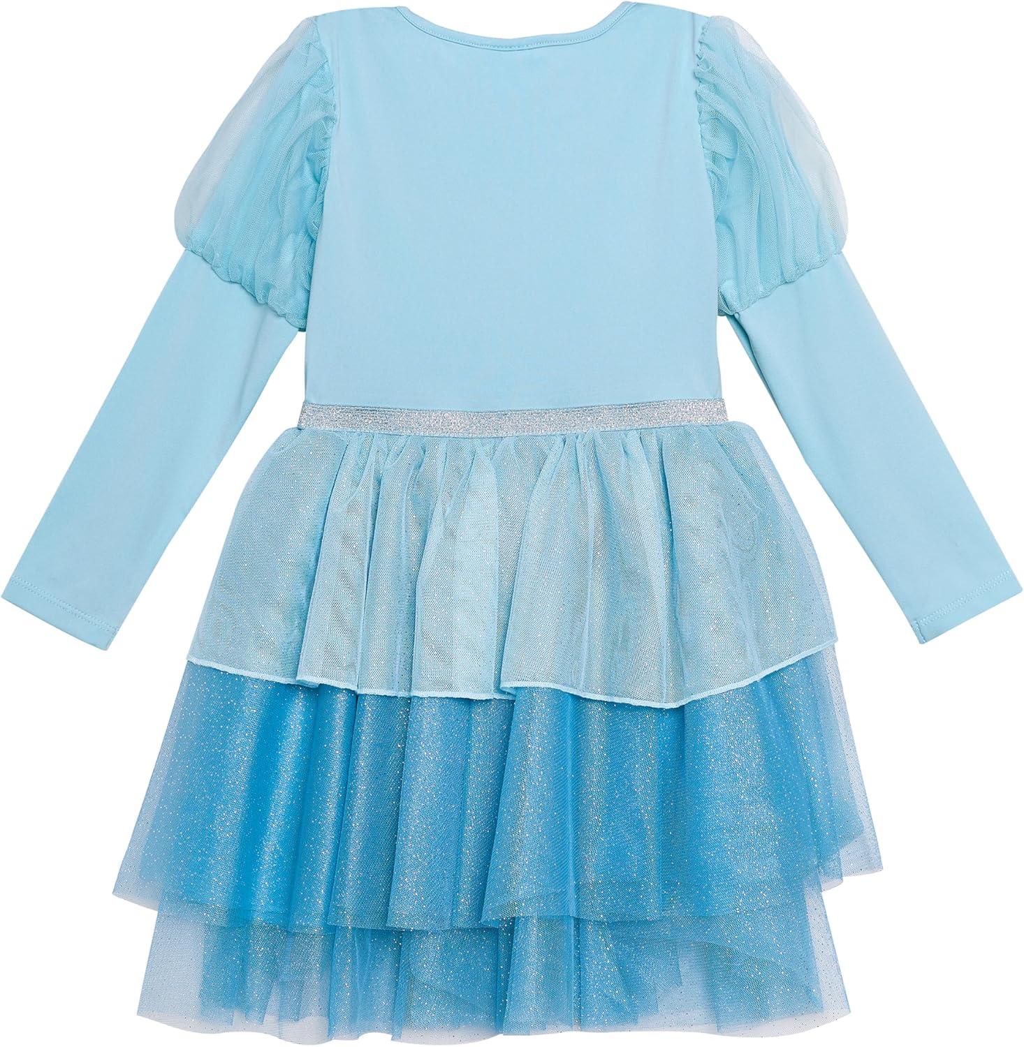 Disney Princess Cinderella Tutu Dress for Girls Glittery Layered Tutu Party Outfit Blue, 6X