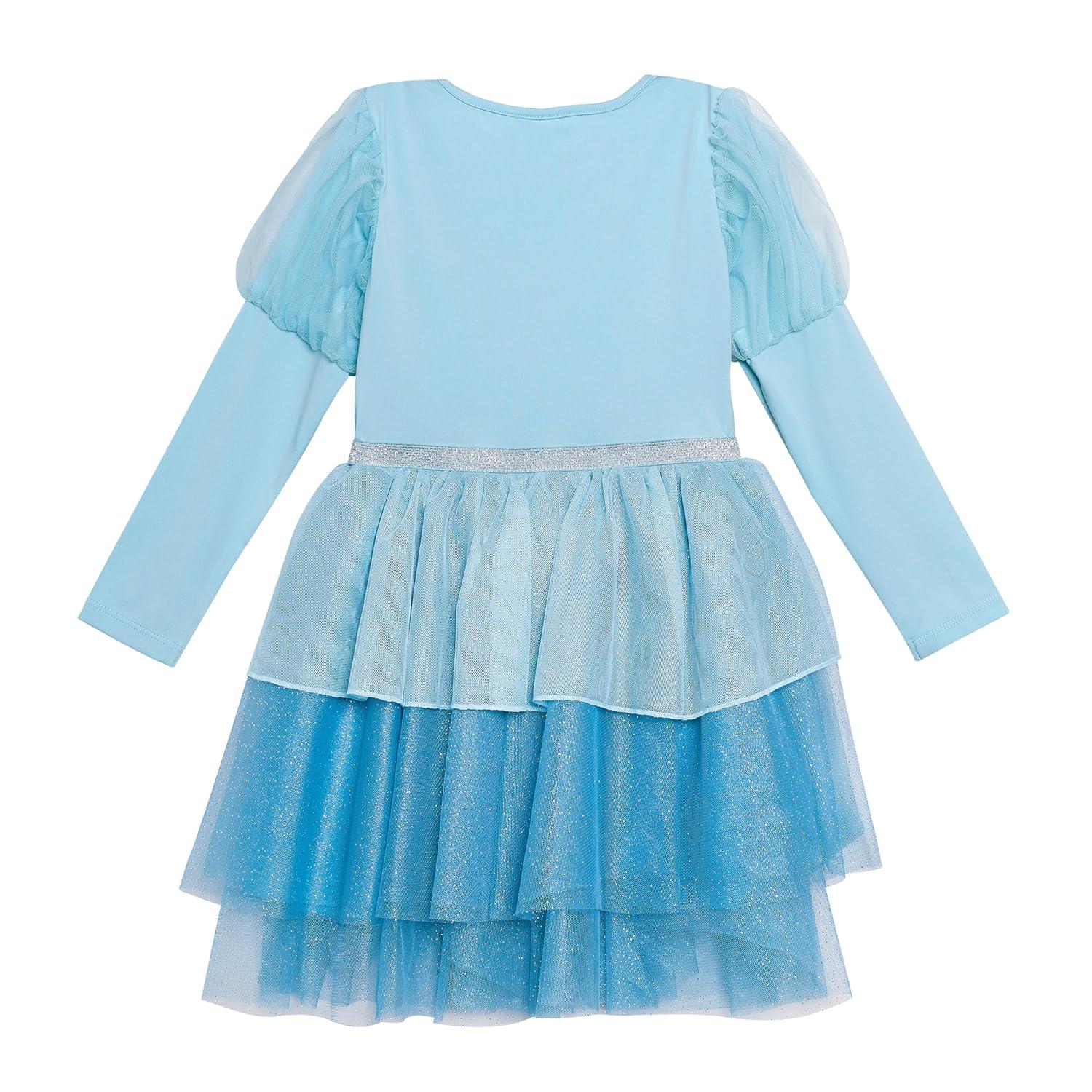 Disney Princess Cinderella Tutu Dress for Girls Glittery Layered Tutu Party Outfit Blue, 6X