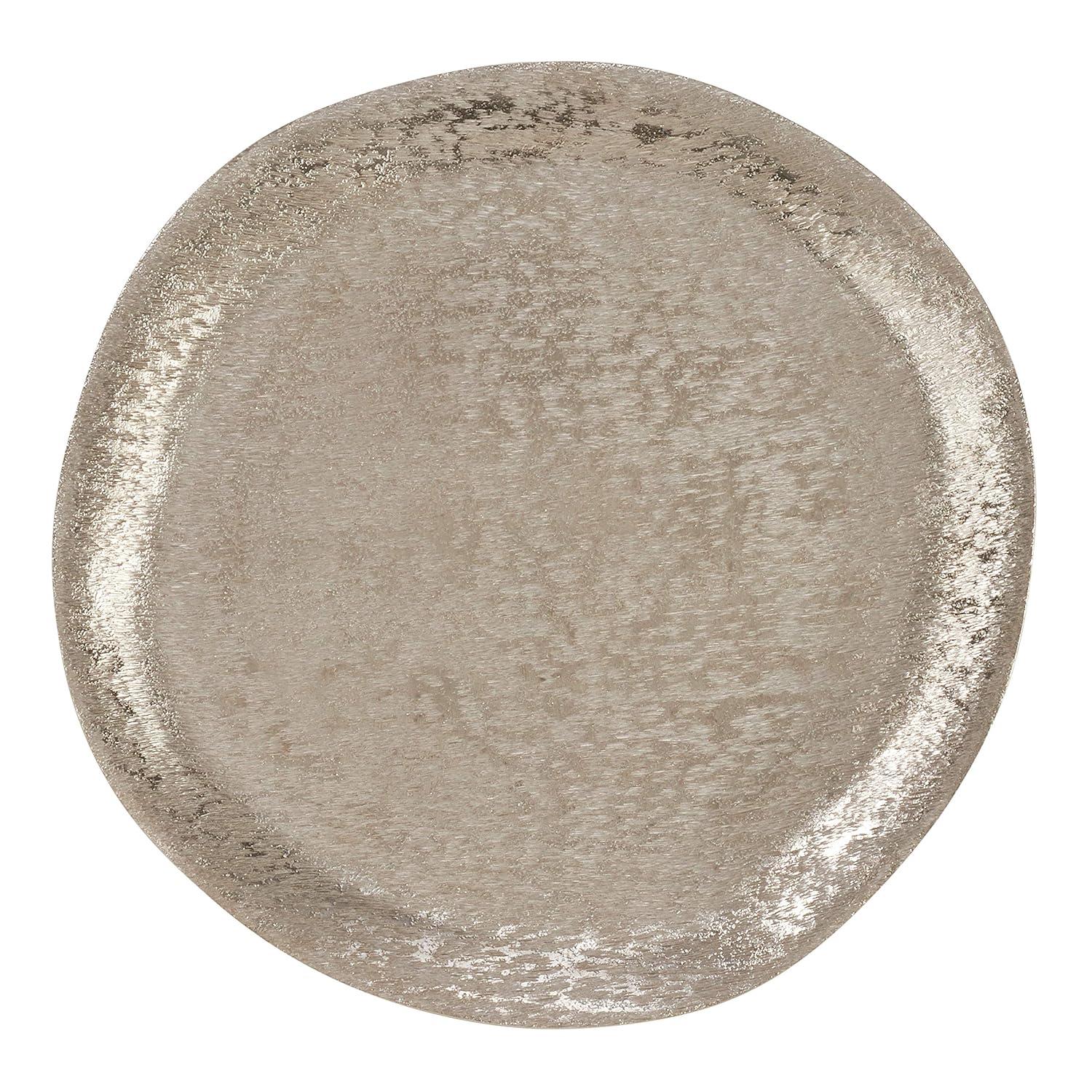 Saro Lifestyle Brushed Aluminum Charger (Set of 4), Silver, 13" Round