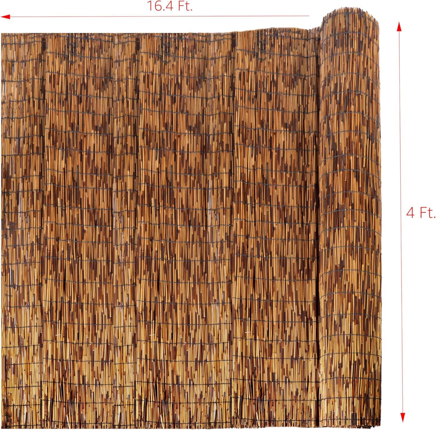 16.4 ft x 4 ft Brown Bamboo Reed Privacy Screen Fence