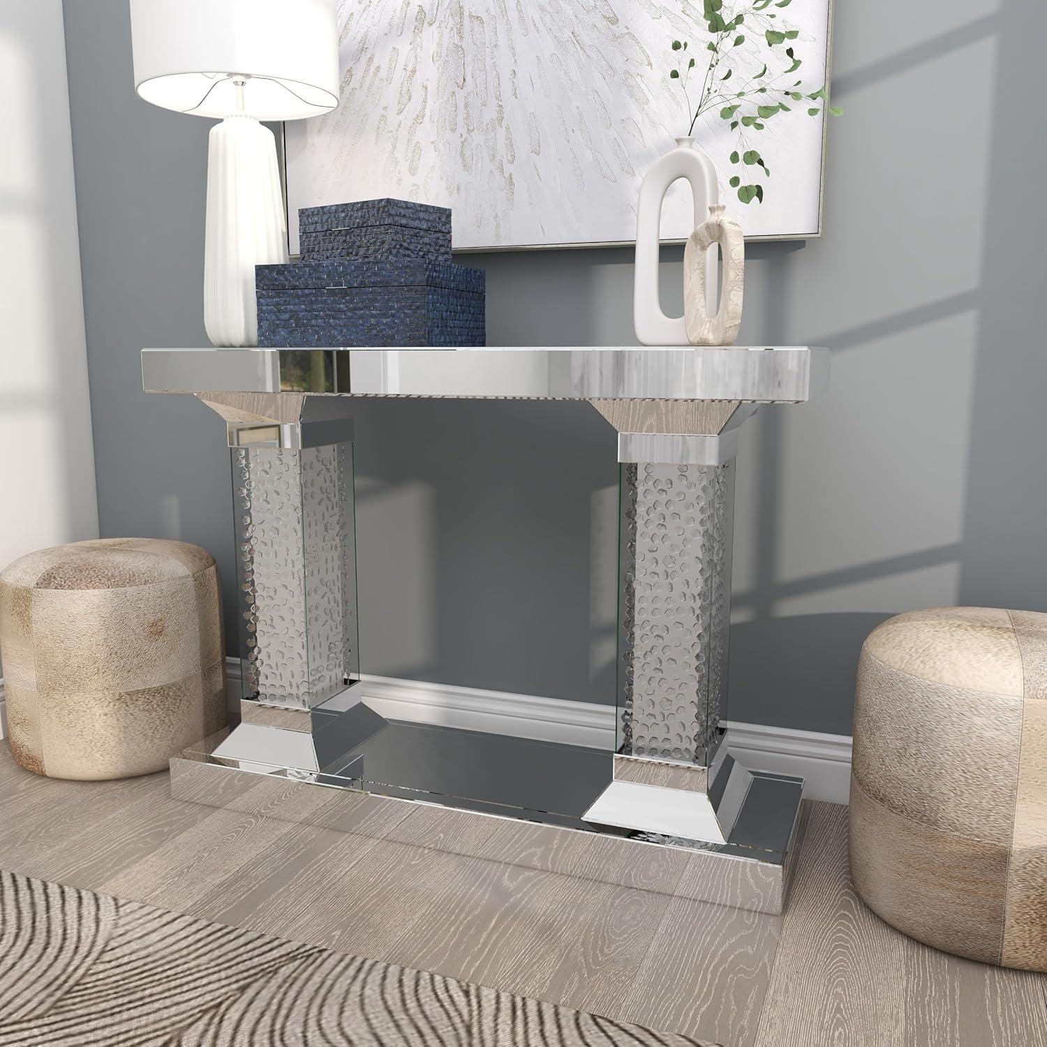 Olivia & May Glam Wood Console Table Clear