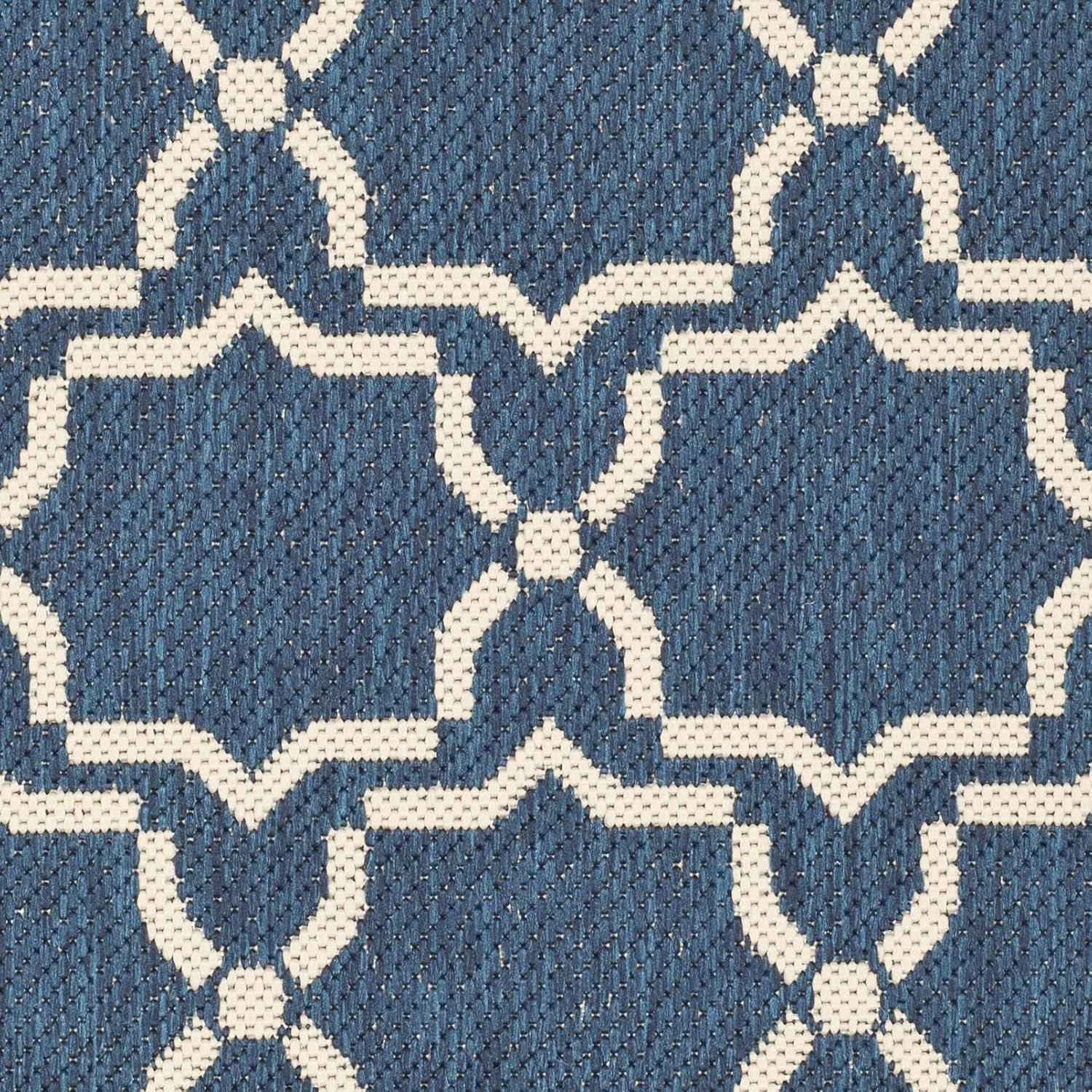 Courtyard CY6916 Power Loomed Indoor and Outdoor Accent Rug - Navy/Beige - 2'7"x5' - Safavieh