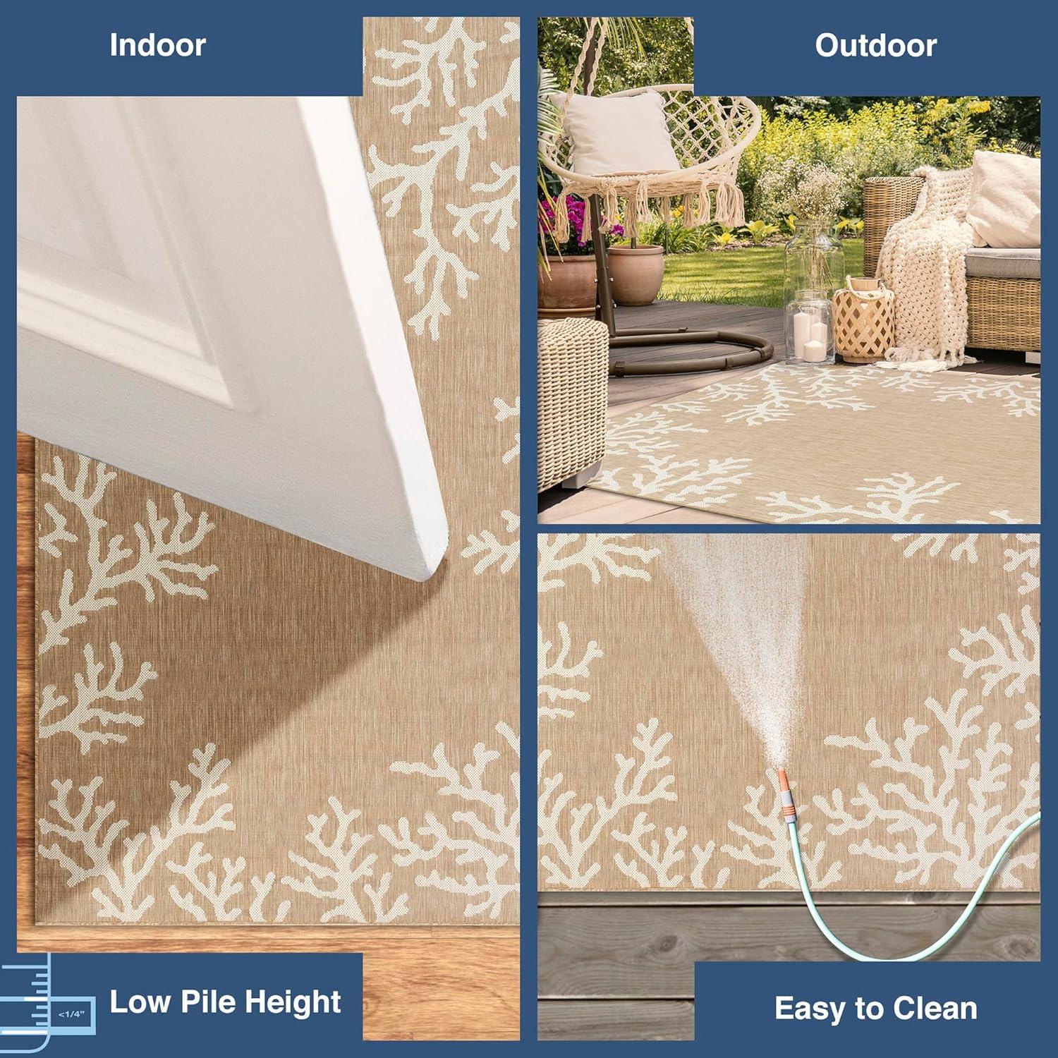 Liora Manne Carmel Coral Border Indoor/Outdoor Rug Sand 7'10" x 9'10"