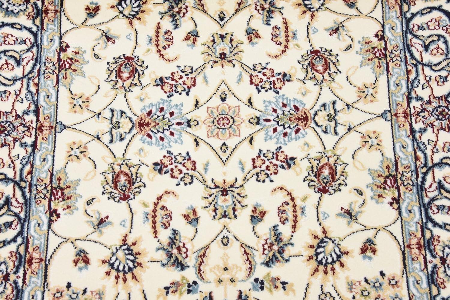 Ivory Floral Synthetic Rectangular Indoor Rug