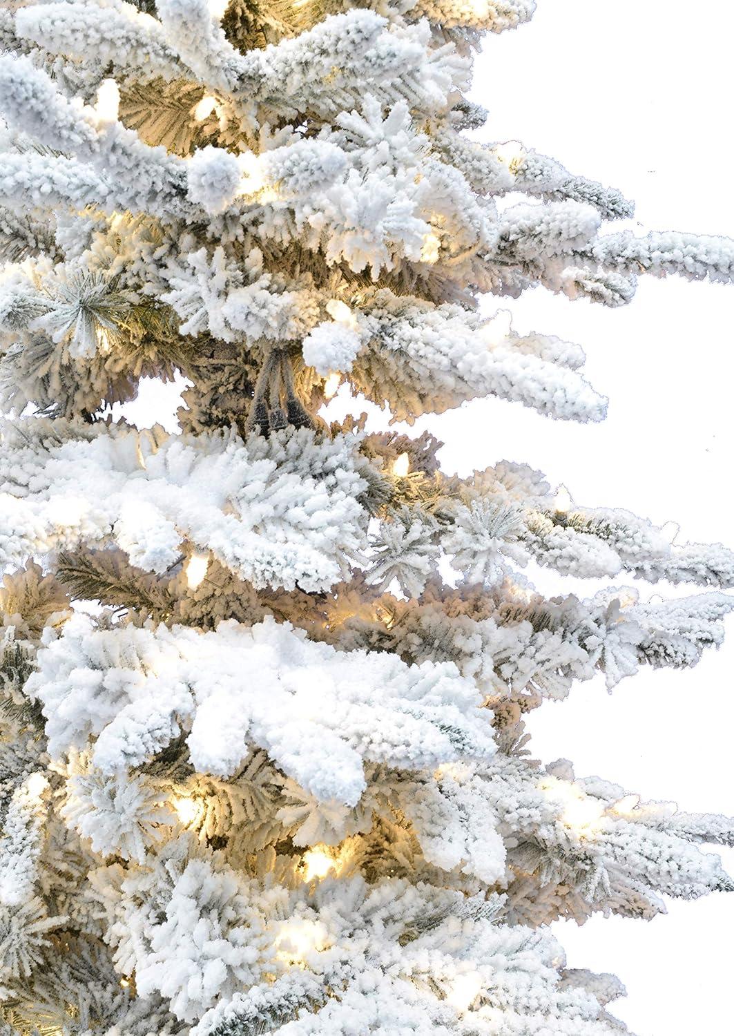 Christmas Time Christmas Time 6.5-Ft. Pre-Lit Snowy White Pine Artificial Christmas Tree with Clear LED Lights