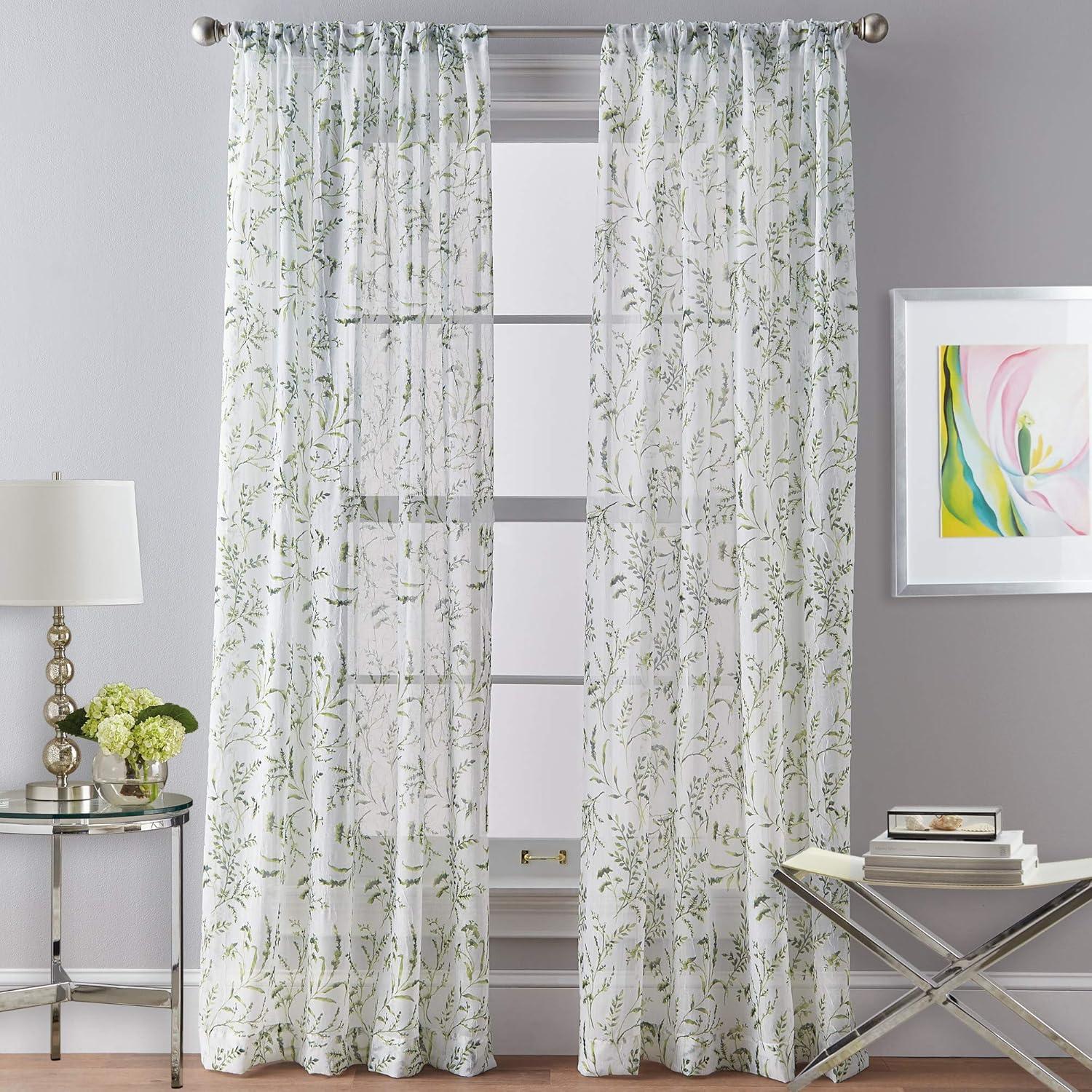 CHF Santa Barbara 84" Curtain Panel, Floral, Green, Adult
