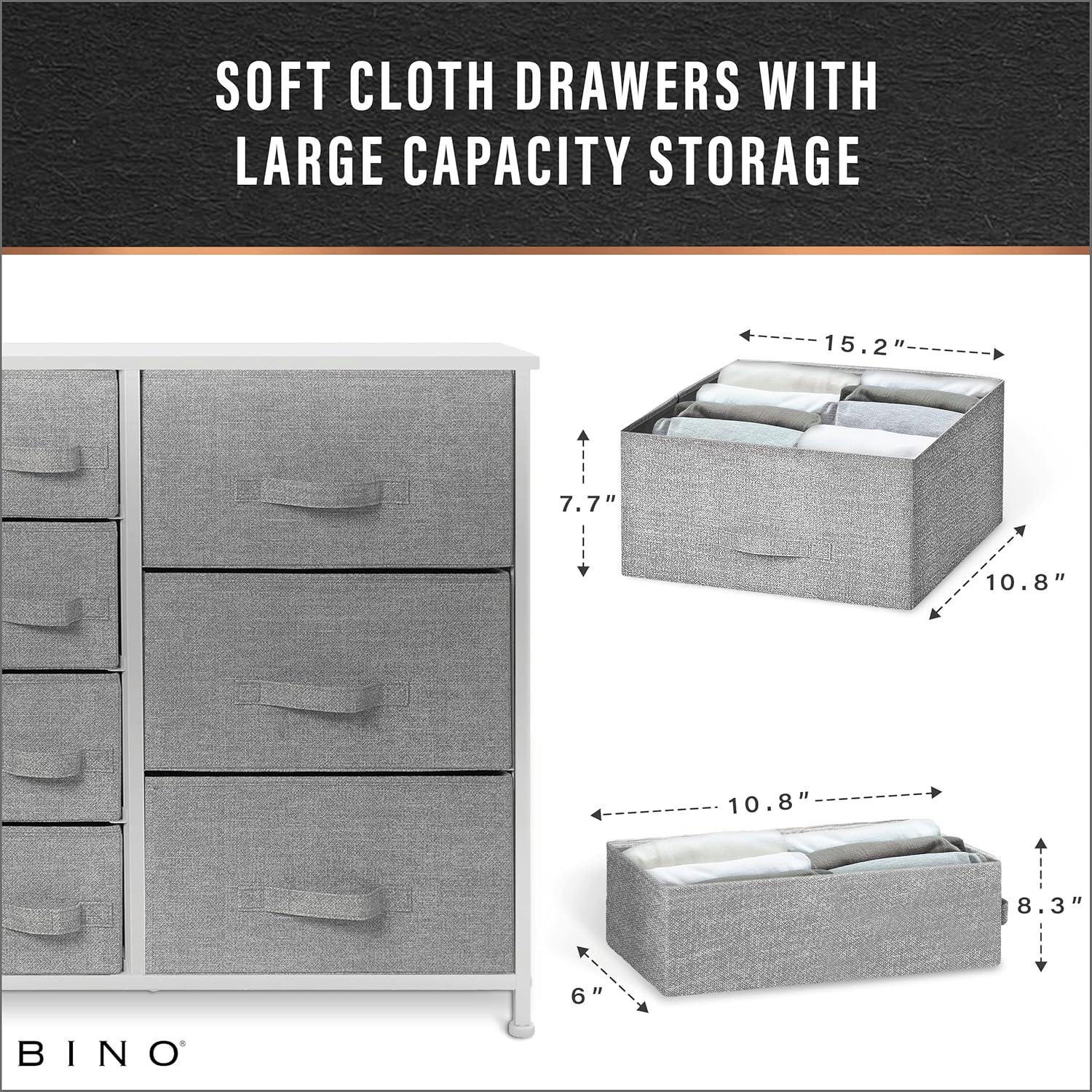 Bigroof Dresser Storage Organizer, Fabric Drawers Closet of Drawers Storage Unit for Bedroom Steel Frame Wood Top(Light Gray-7 Drawers)