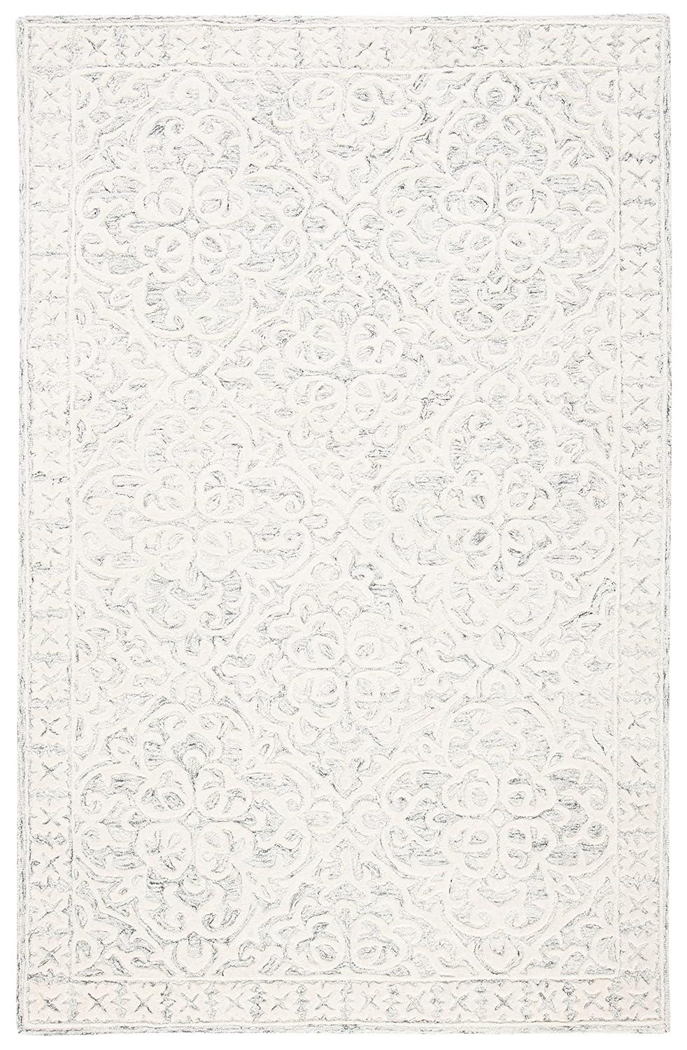Metro MET857 Hand Tufted Indoor Area Rug - Silver/Ivory - 5'x8' - Safavieh
