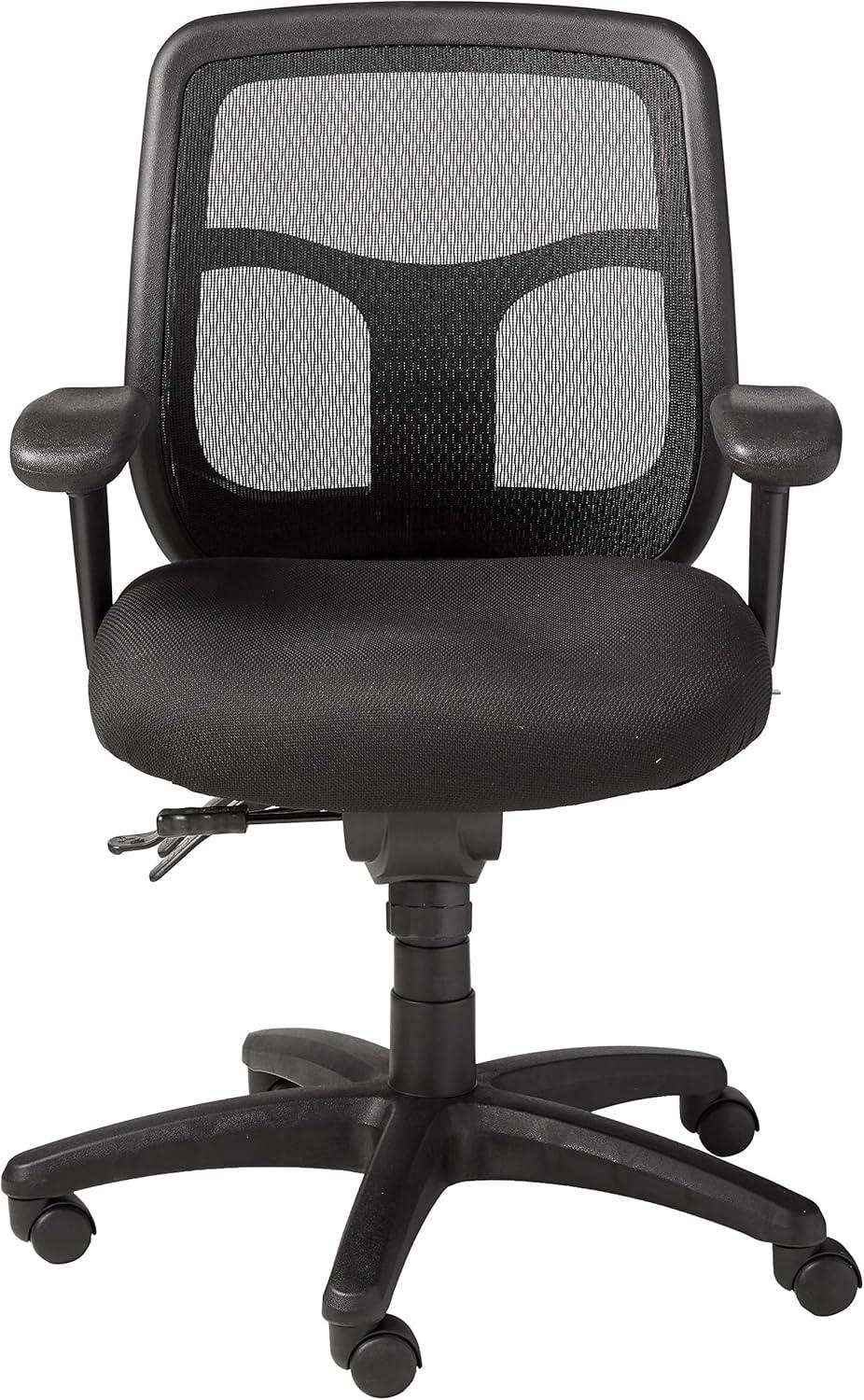 Adjustable Black Leather and Mesh Executive Swivel Chair with Armrests