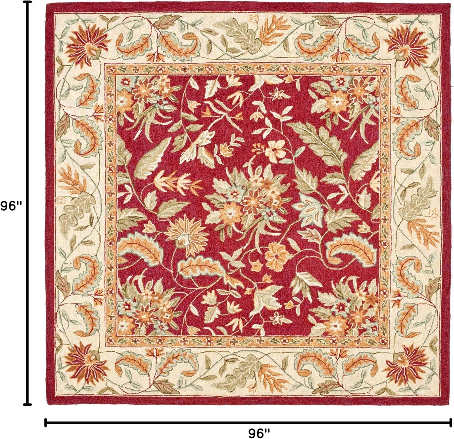 SAFAVIEH Chelsea Alaia Floral Wool Area Rug, Red, 8' x 8' Square