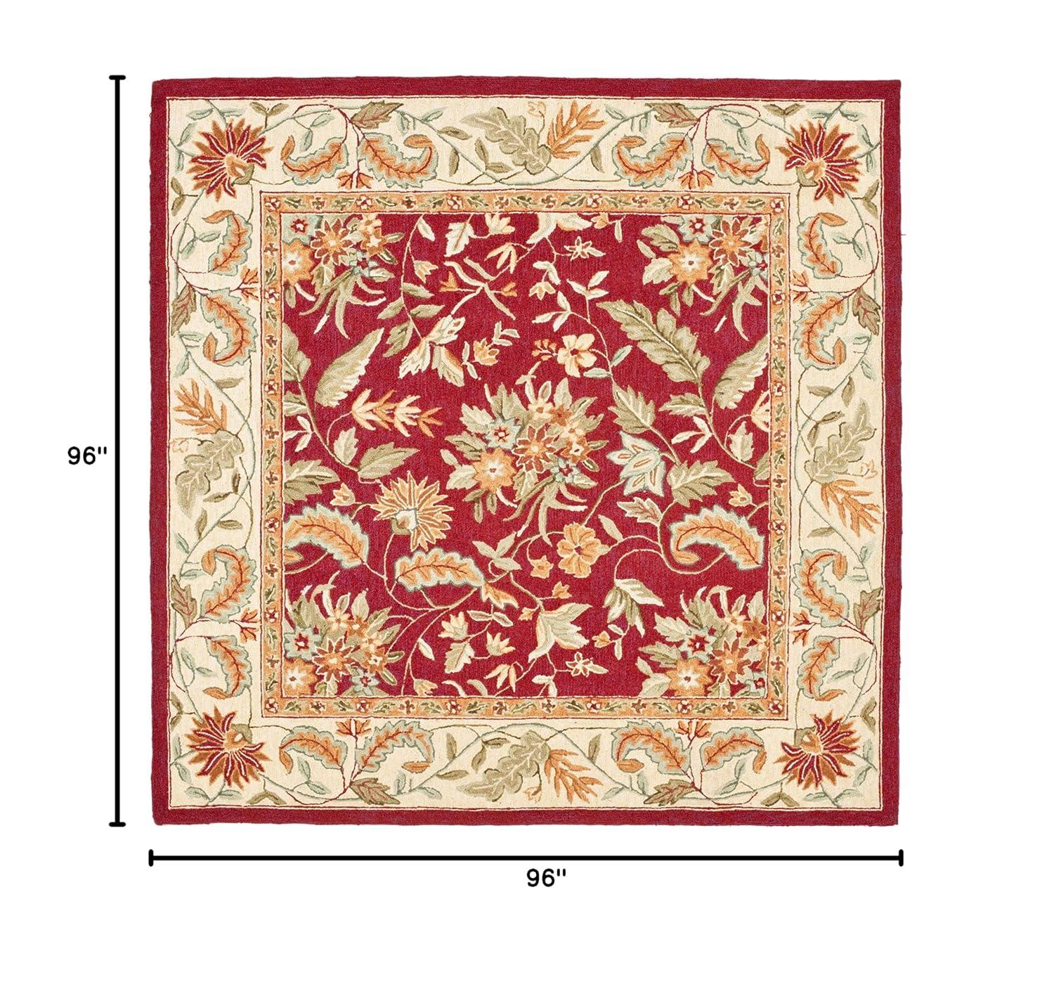 SAFAVIEH Chelsea Alaia Floral Wool Area Rug, Red, 8' x 8' Square