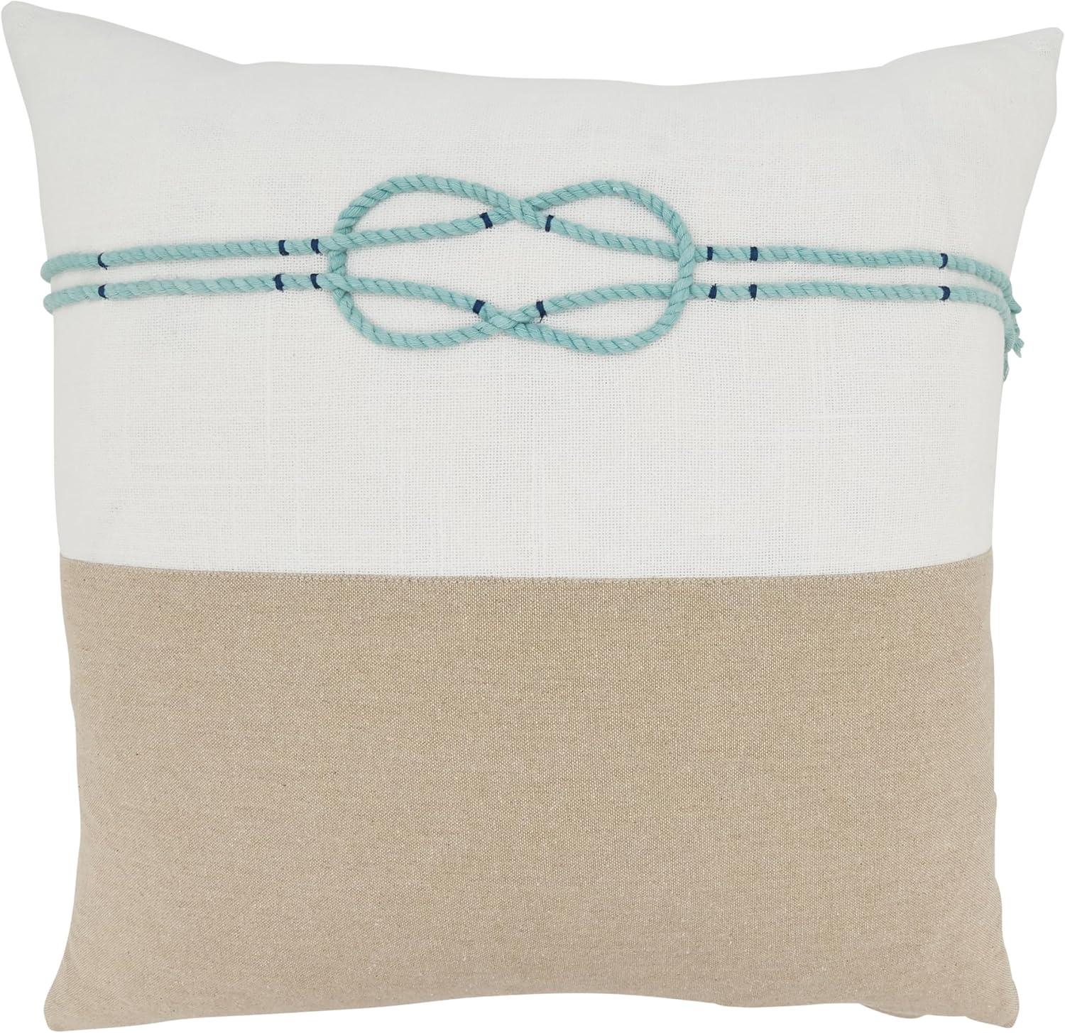 Saro Lifestyle Knotwork Whimsy Poly Filled Throw Pillow, Beige, 18"x18"