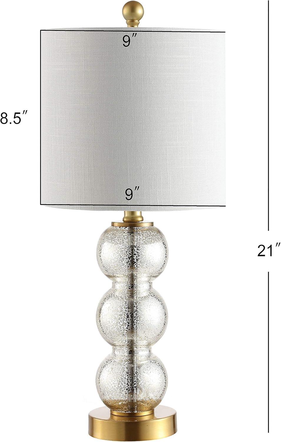 21" Brass Gold and White Glass Table Lamp