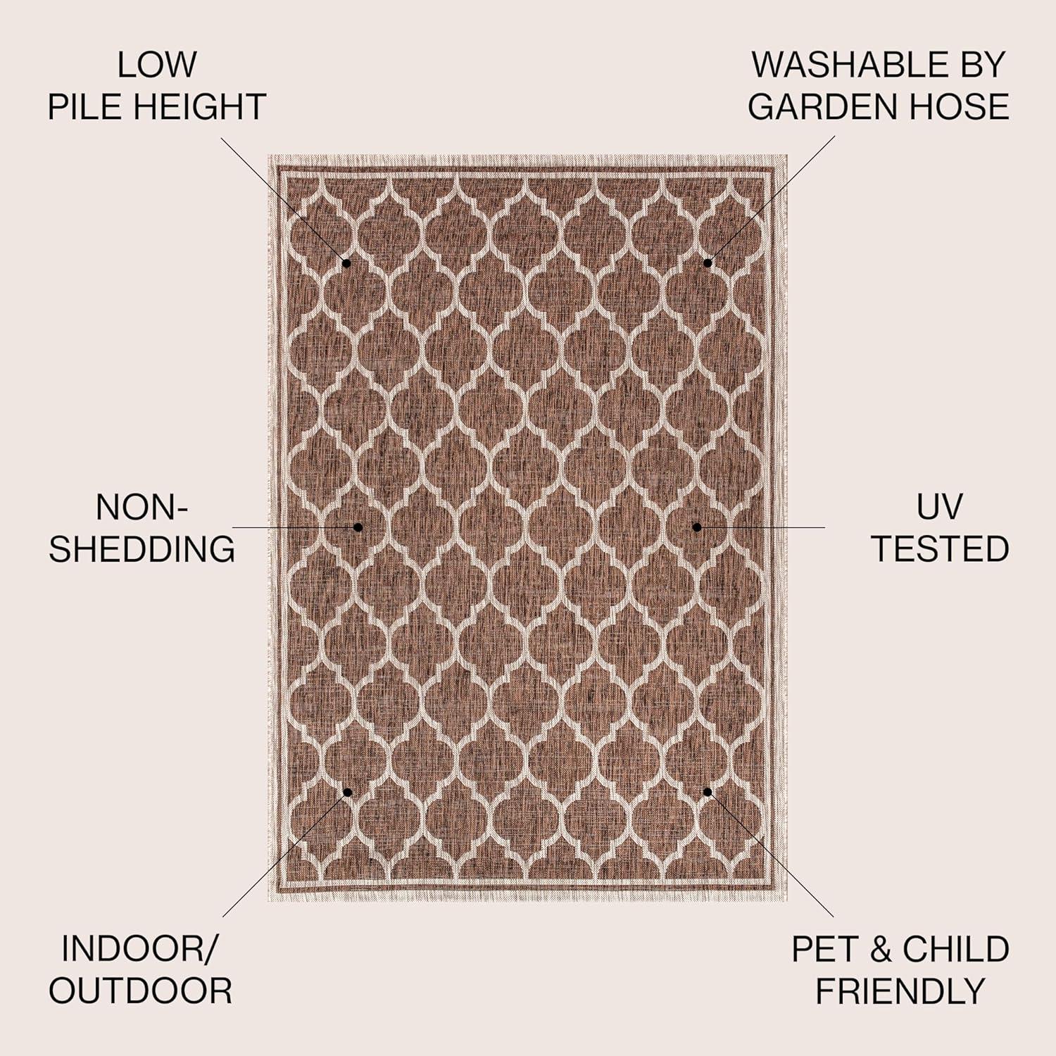 5'x8' Trebol Moroccan Trellis Textured Weave Indoor/Outdoor Area Rug, Espresso/Taupe - JONATHAN Y