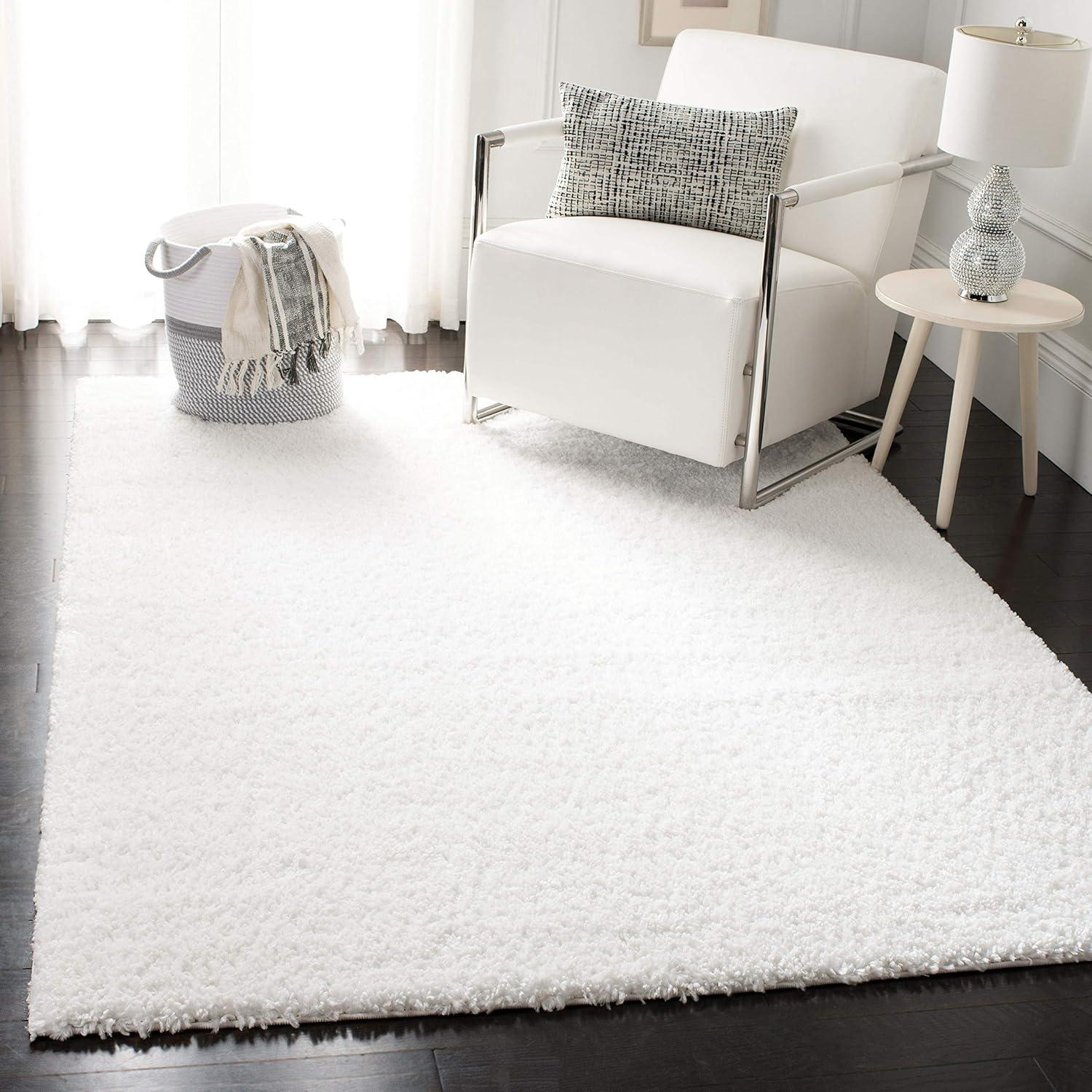 August Shag 900 AUG900 Power Loomed Indoor Area Rug - White - 5'3"x5'3" - Safavieh