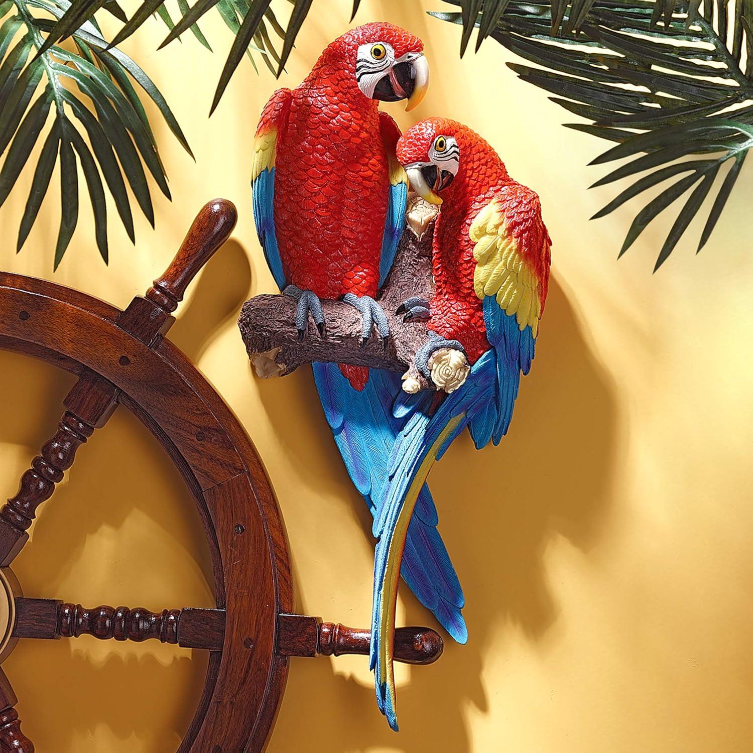 Design Toscano Tropical Scarlet Macaws Wall Sculpture