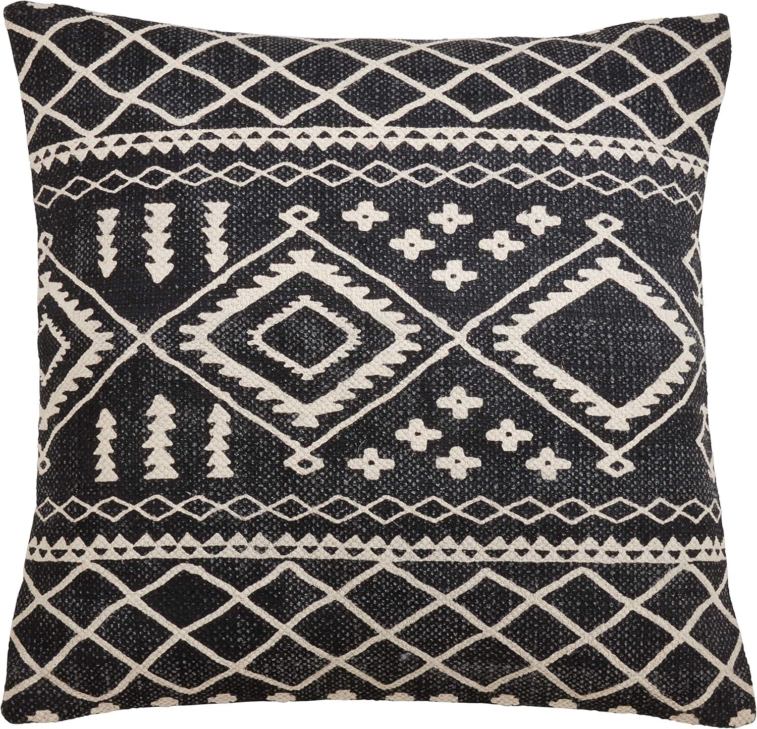 Black and White Geometric Mud Cloth Throw Pillow Cover