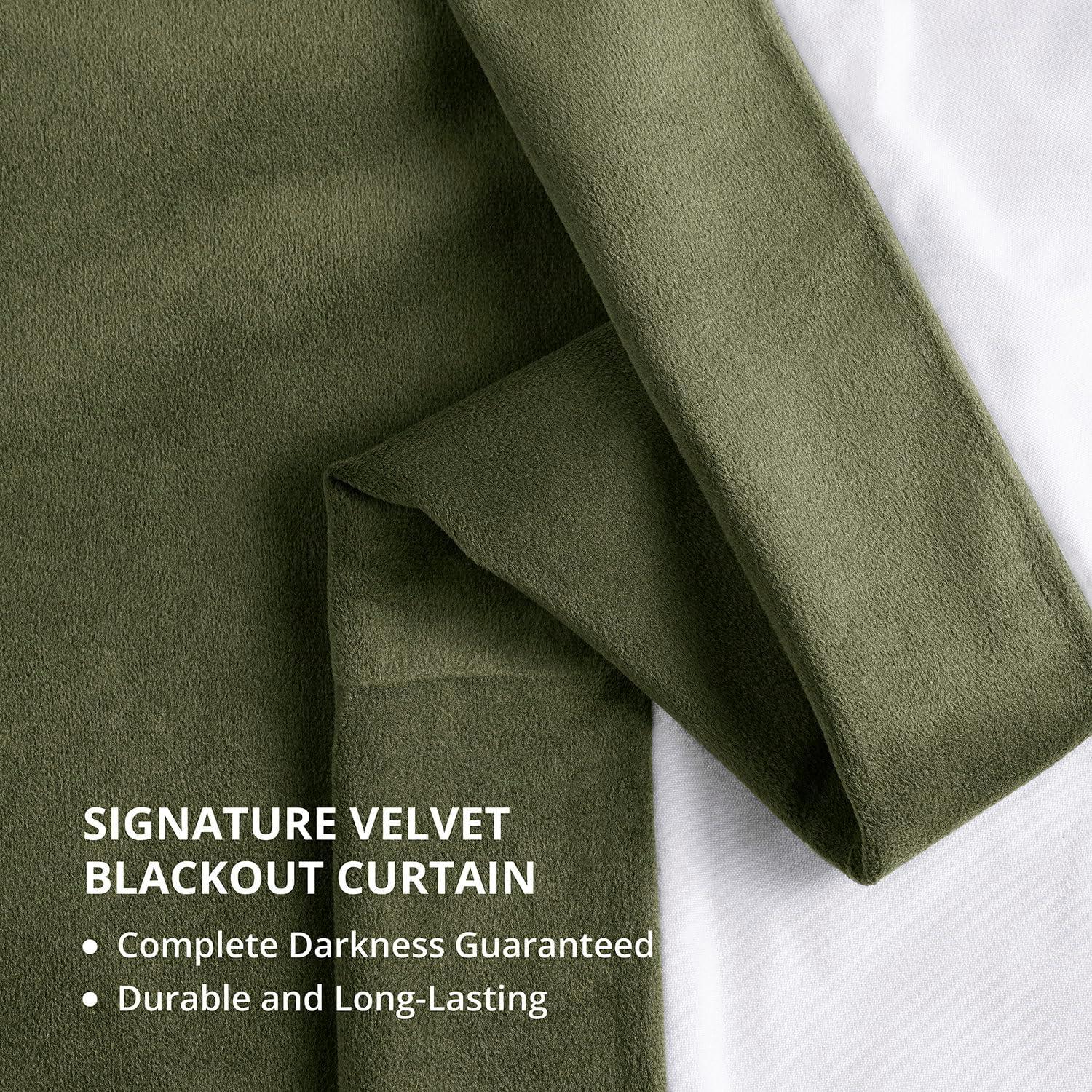 Half Price Drapes Signature Hunter Green Velvet Blackout Curtains For Bedrooms (1 Panel), 50WX 84L