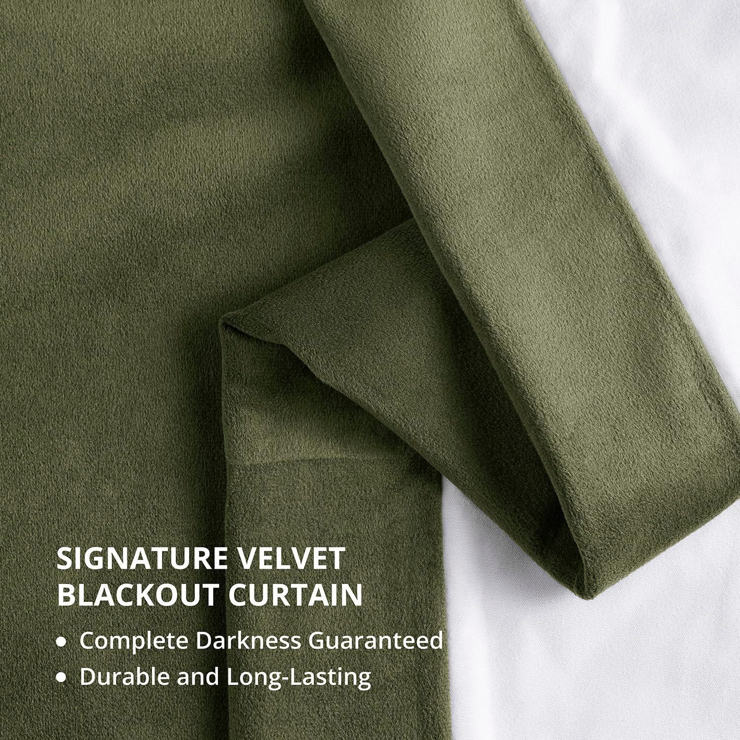Half Price Drapes Signature Hunter Green Velvet Blackout Curtains For Bedrooms (1 Panel), 50WX 84L