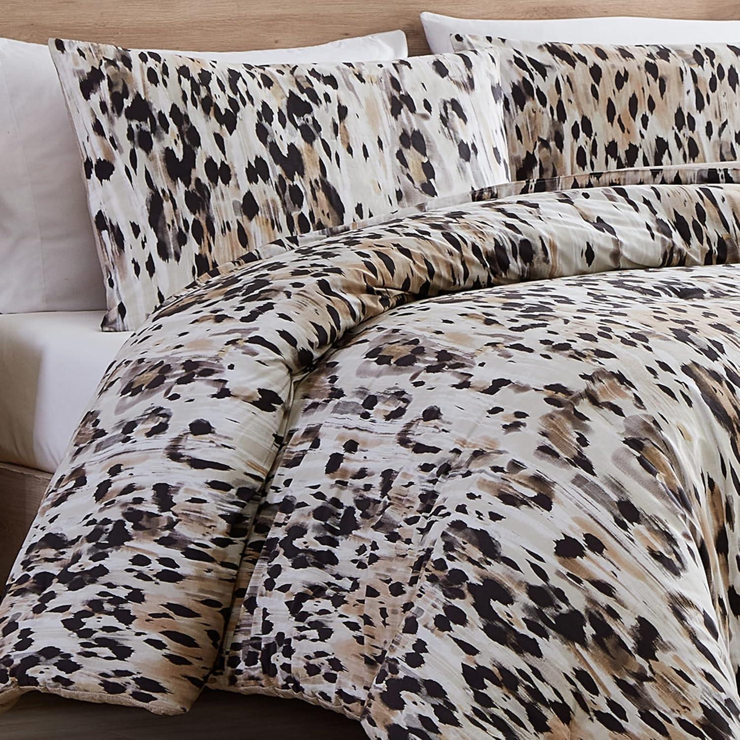 Kenneth Cole Abstract Leopard Cotton Brown Comforter Set