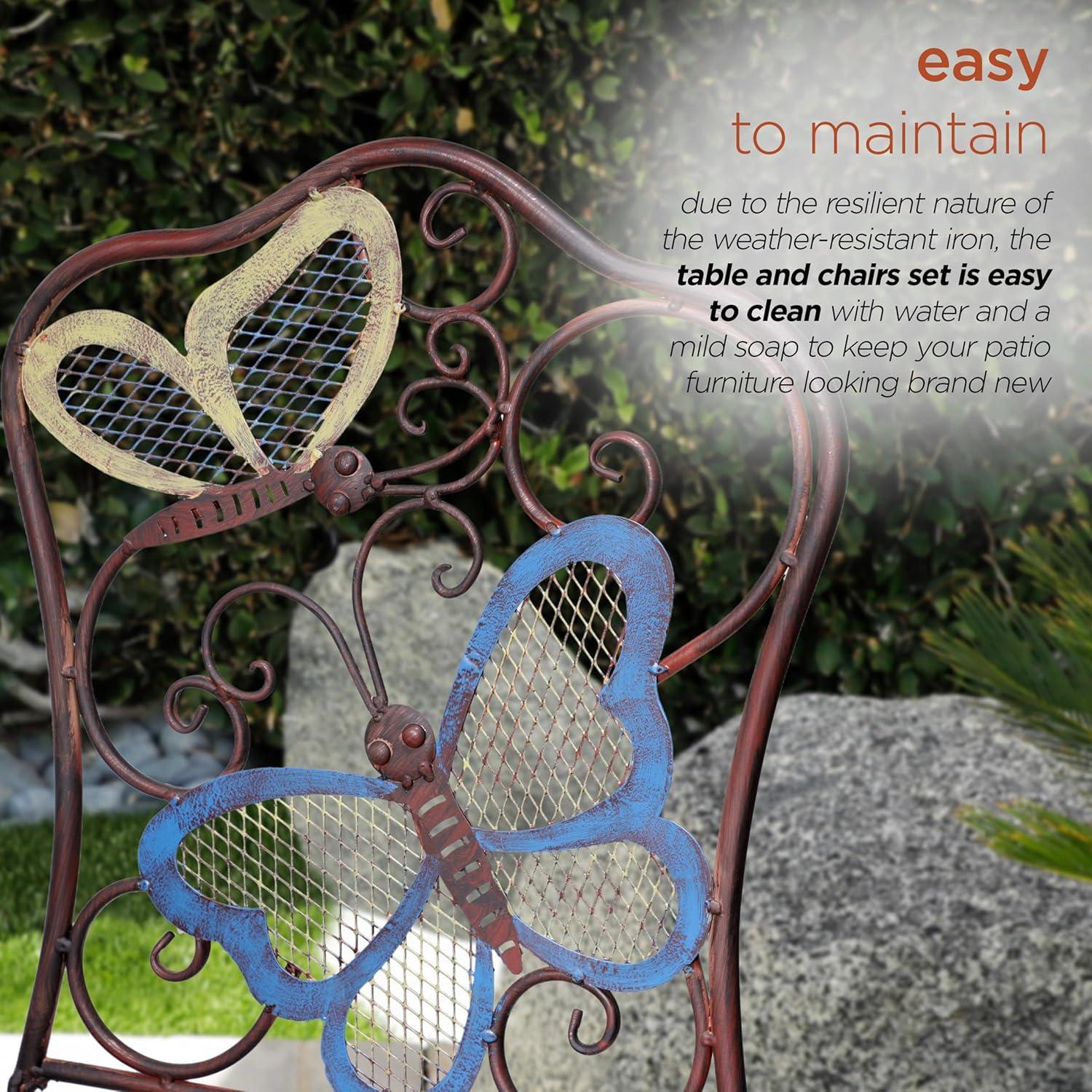 Bronze Butterfly Design 3-Piece Folding Bistro Set