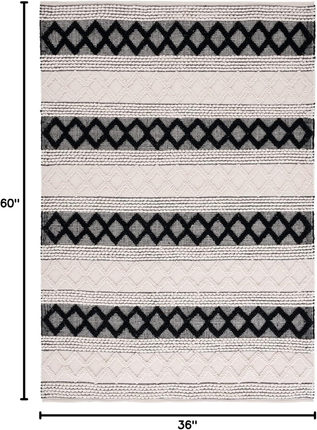 Hand Woven 80% Wool, 20% Cotton Geometric Rug