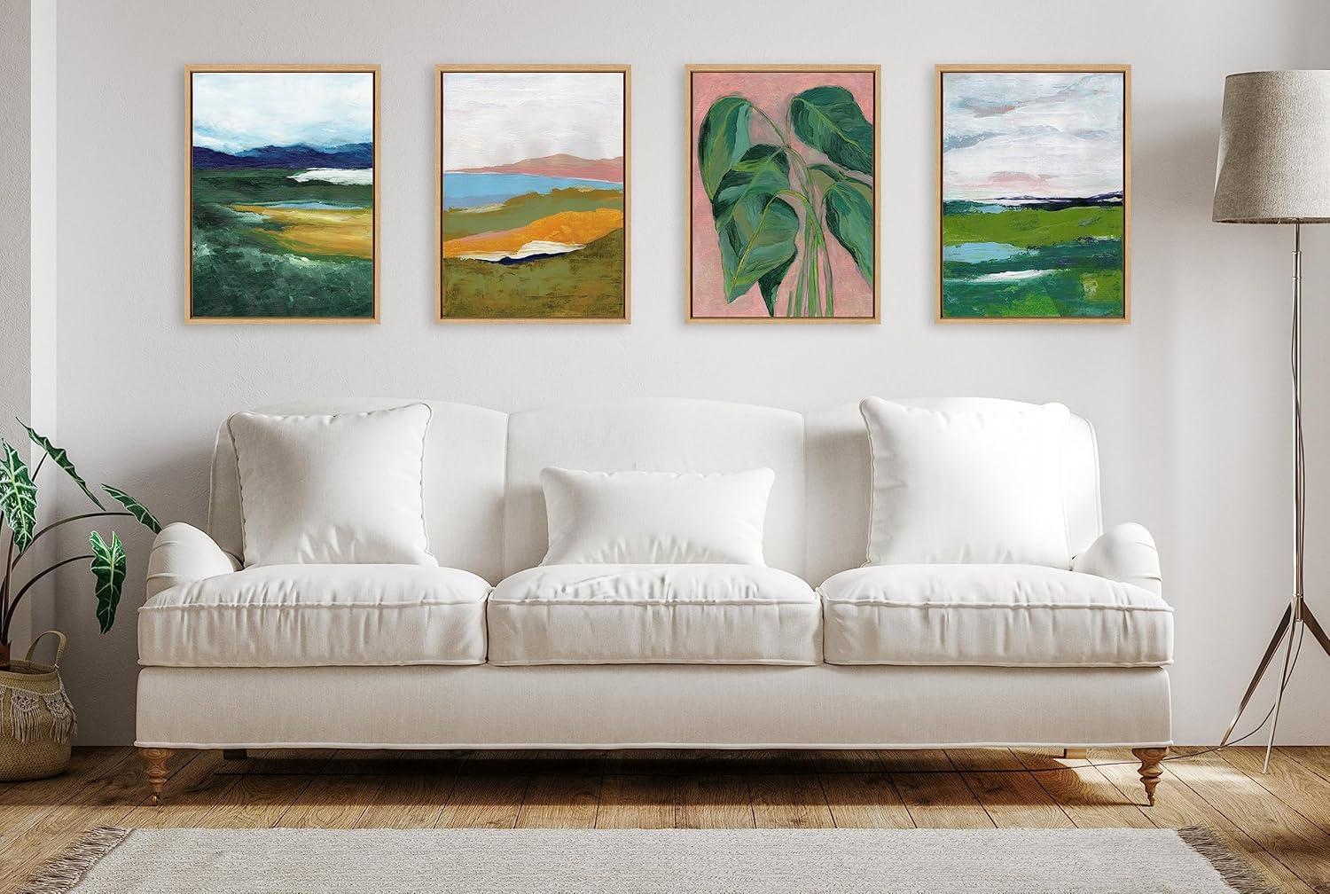 Kate and Laurel Sylvie Tuscan Framed Canvas Wall Art by Nikita Jariwala, 18x24 Natural, Colorful Abstract Landscape Nature Art for Wall