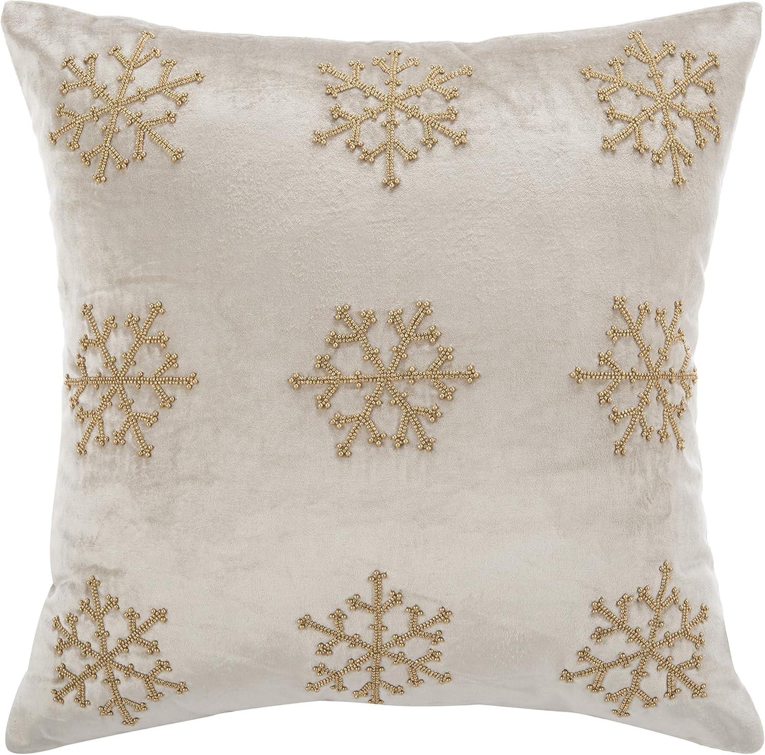 Sydnee Snowflake Pillow - Beige/Gold - 12"X20" - Safavieh