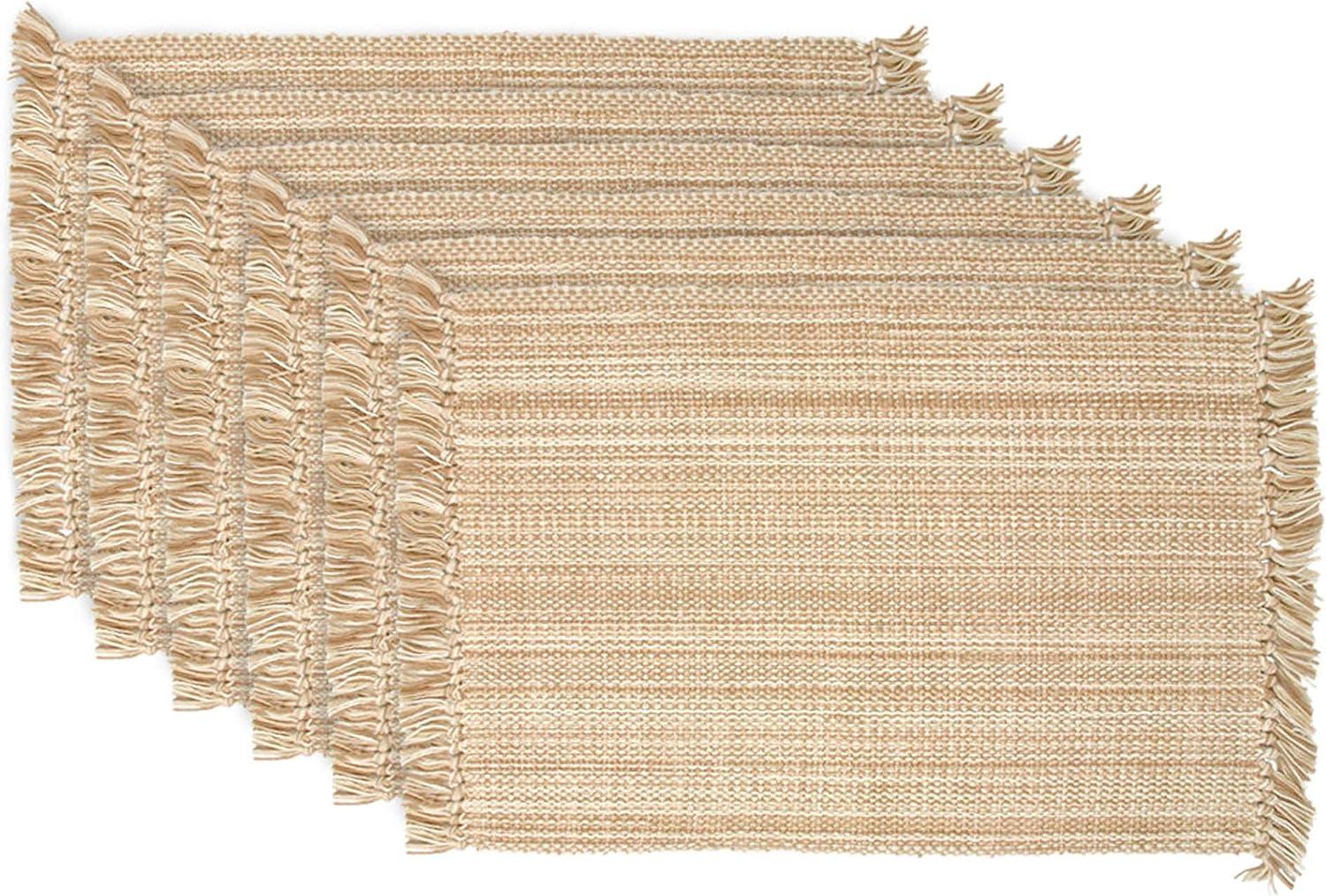 Design Imports Fringe Brown Variegated Kitchen Placemat Set (Set of 6) Taupe