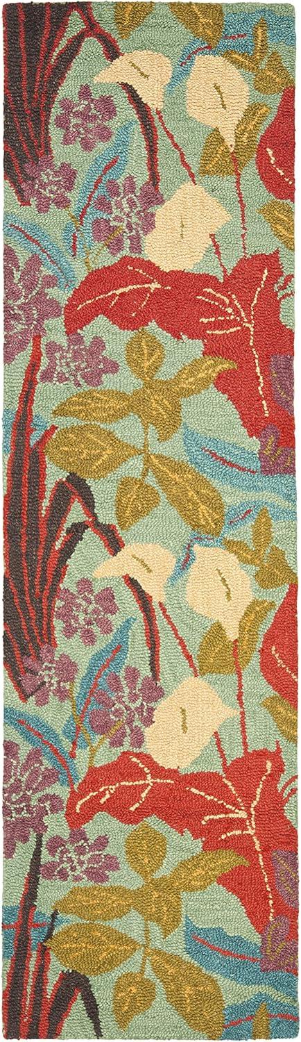 Blossom BLM674 Hand Hooked Runner Rug - Blue/Multi - 2'6"x12' - Safavieh.