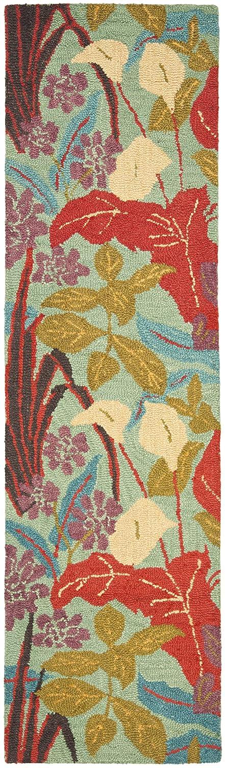 Blossom BLM674 Hand Hooked Runner Rug - Blue/Multi - 2'6"x12' - Safavieh.