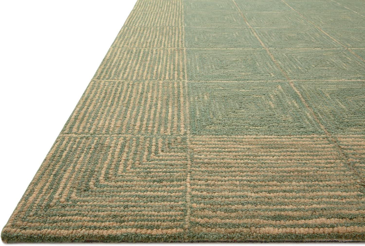 Handmade Tufted Green Diamond Wool Area Rug 7'9" x 9'9"