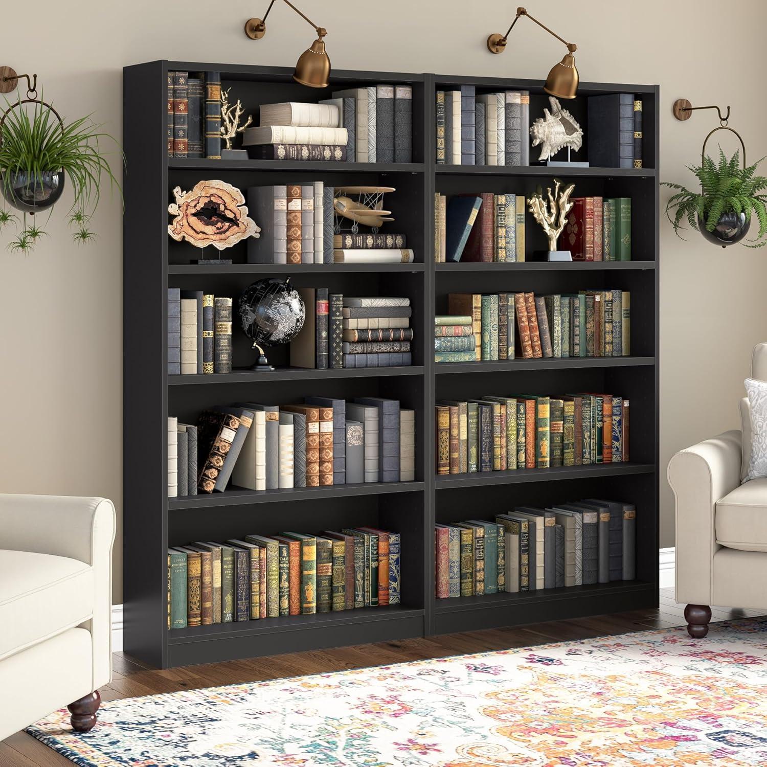 Bush Furniture Universal 5 Shelf Bookcase in Classic Black