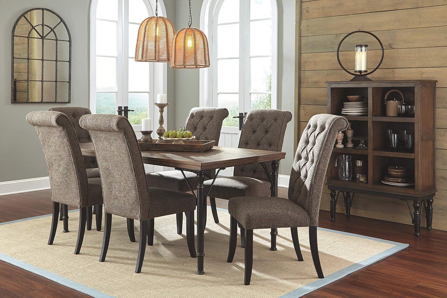 Tripton Classic Tufted Upholstered 19.63" Armless Dining Chair, 2 Count, Brownish Gray