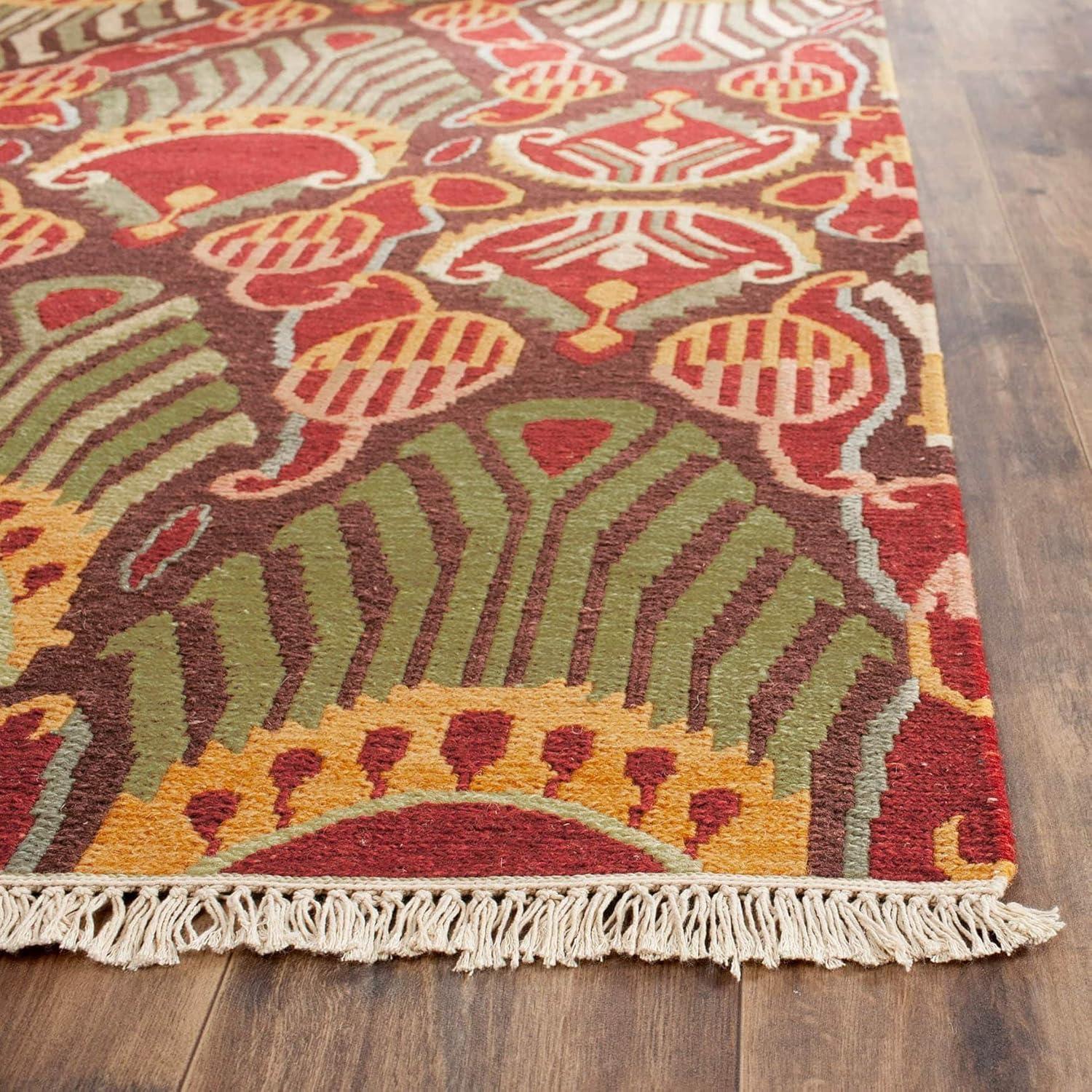 Sumak Red and Green Wool Flatweave 9' x 12' Area Rug