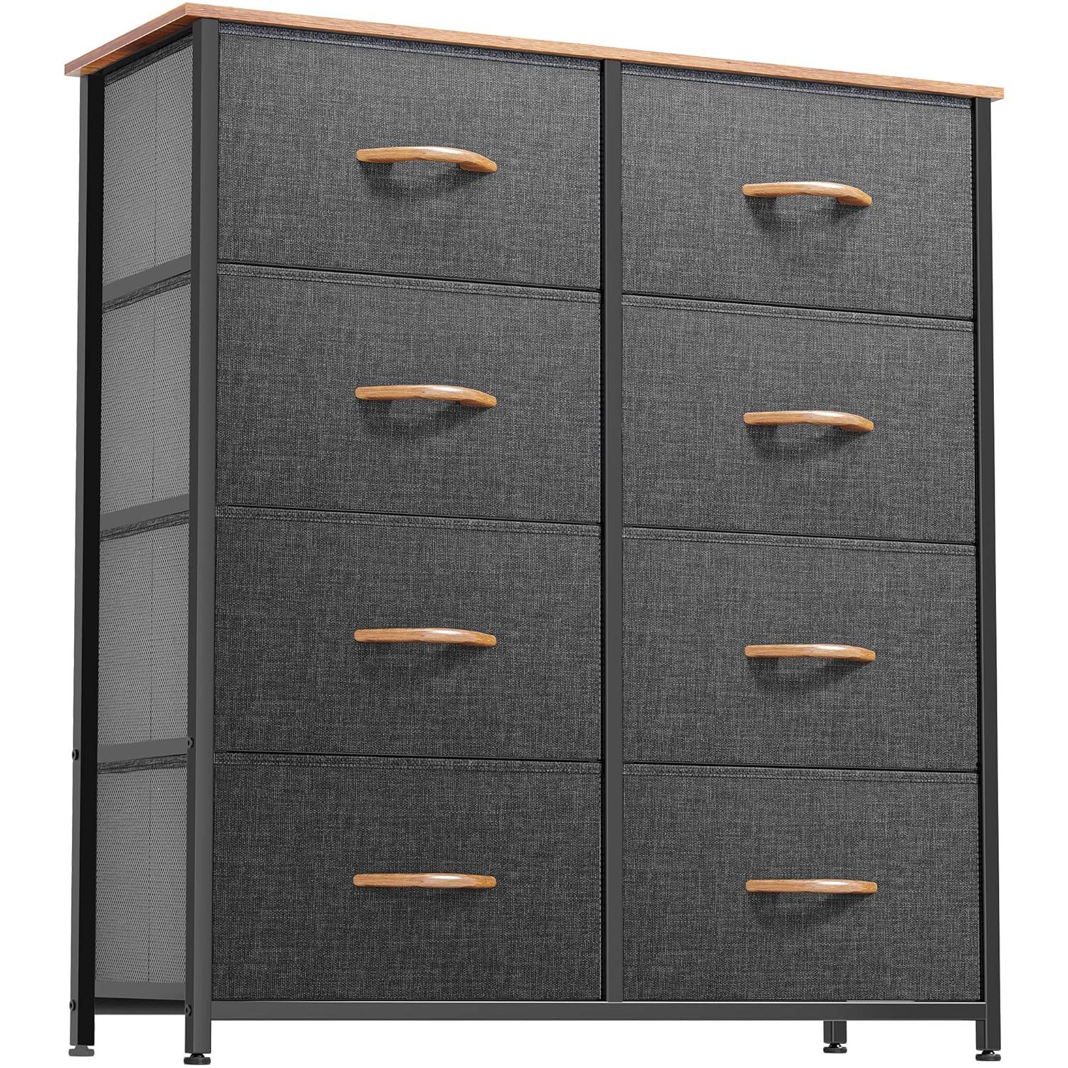 8-Drawer Fabric Dresser with Sturdy Steel Frame and Wooden Top, Tall Double Dresser for Bedroom, Closet, or Living Room, Easy-Pull Handles for Convenient Storage