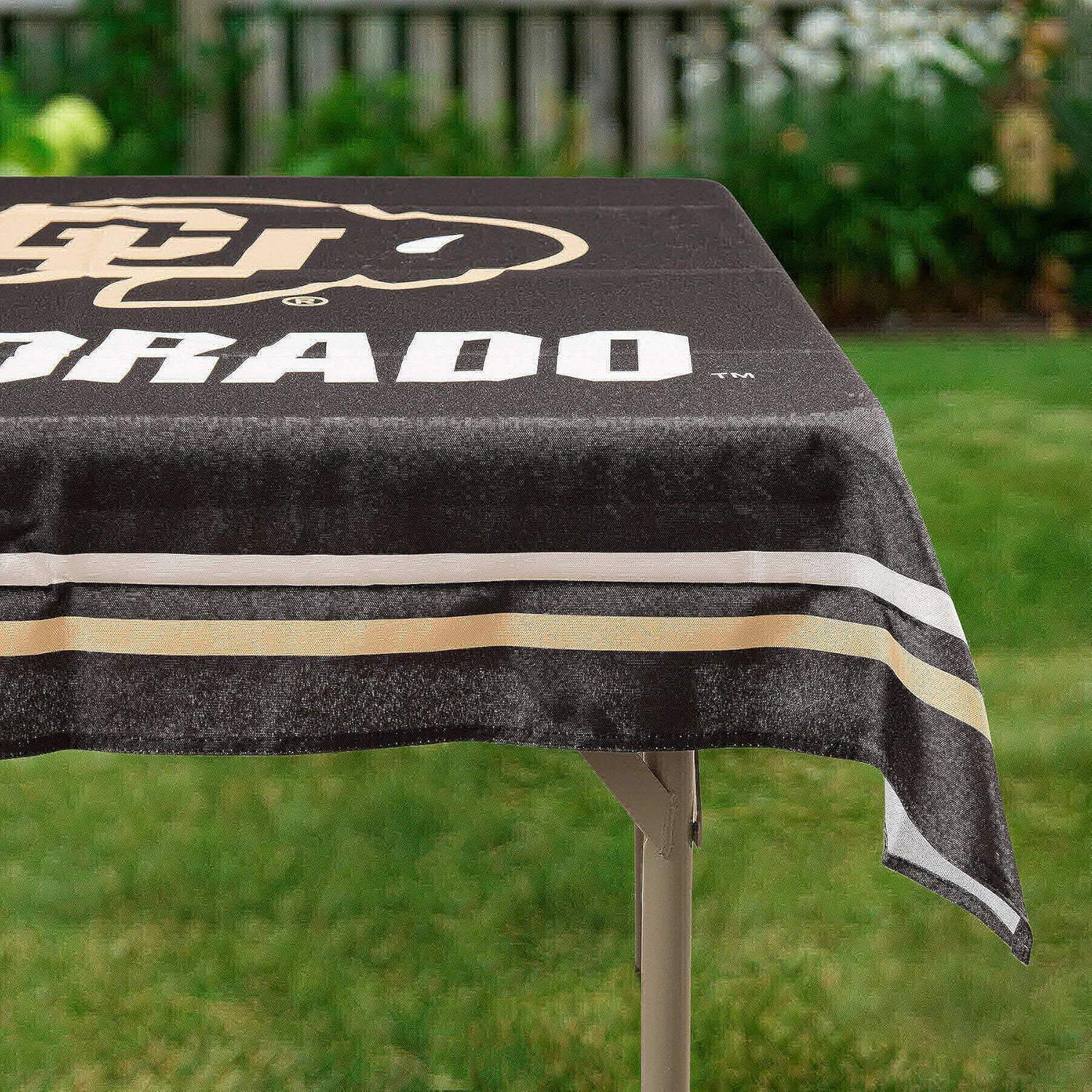 Black and Gold Polyester Square Tablecloth with Logo