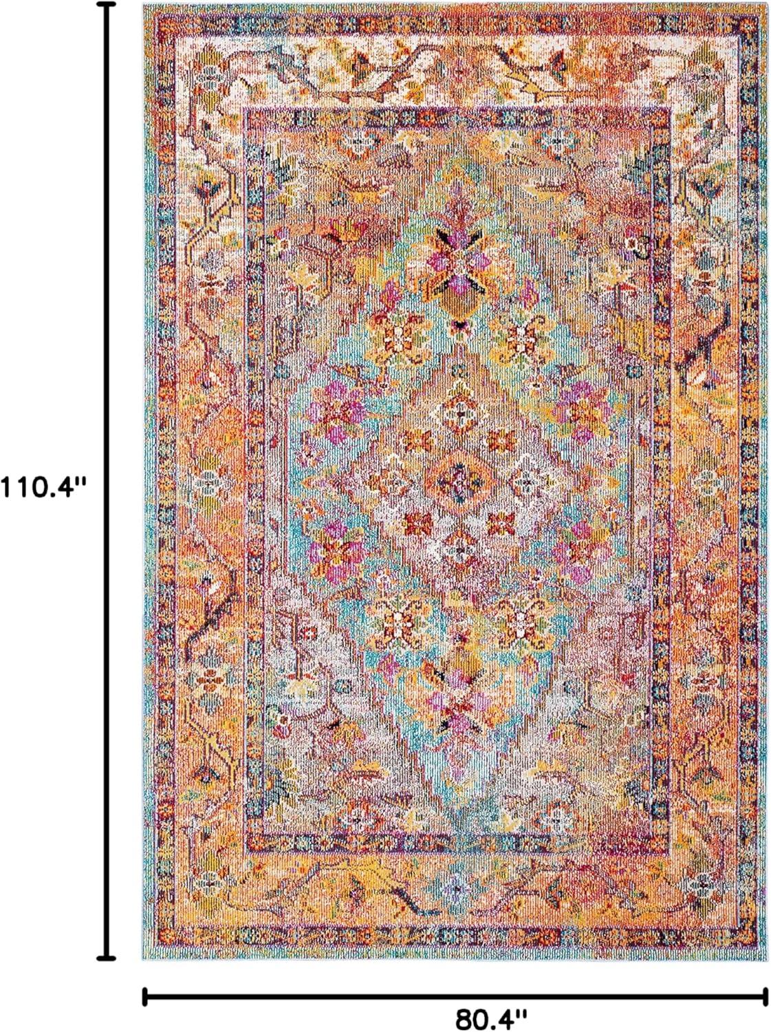 Crystal CRS507 Power Loomed Area Rug - Light Blue/Orange - 6'7"x9'2" - Safavieh.