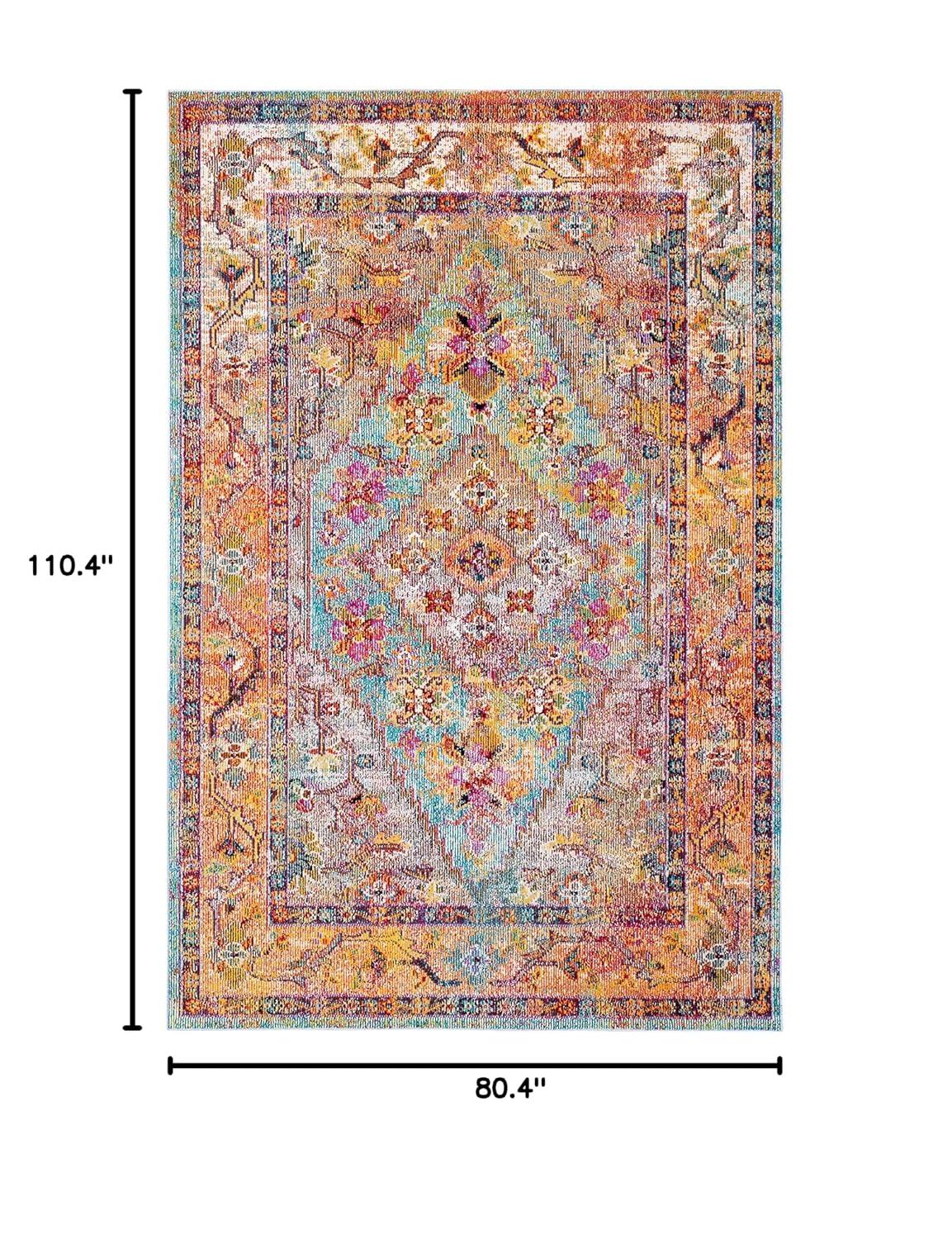 Crystal CRS507 Power Loomed Area Rug - Light Blue/Orange - 6'7"x9'2" - Safavieh.