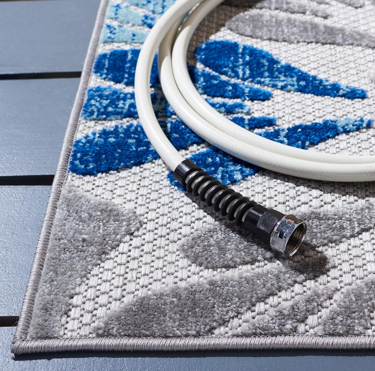 Cabana CBN800 Power Loomed Indoor/Outdoor Runner Rug - Grey/Blue - 2'x6' - Safavieh.