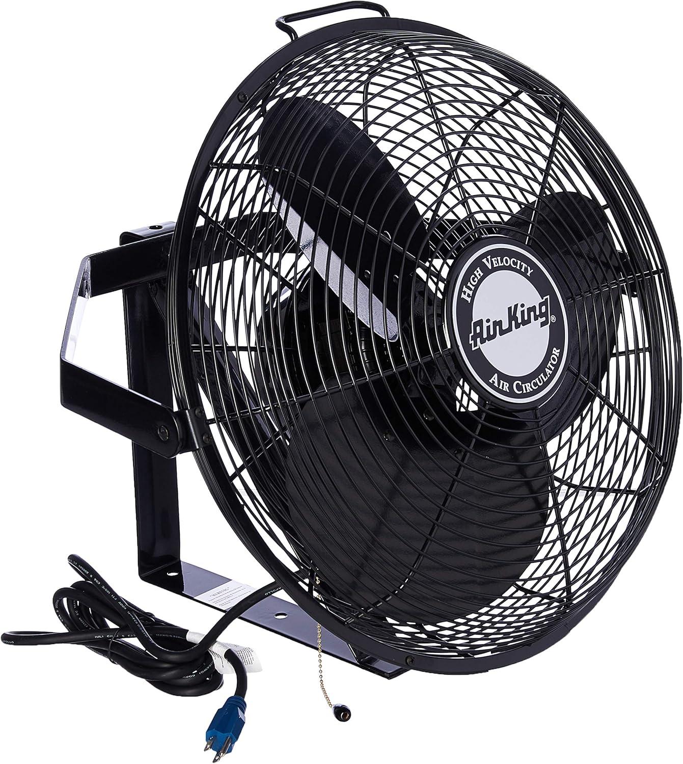 Air King 18" Industrial Grade 1/6 HP High Velocity Wall Mount Fan, 28" H, Black, 9518, New