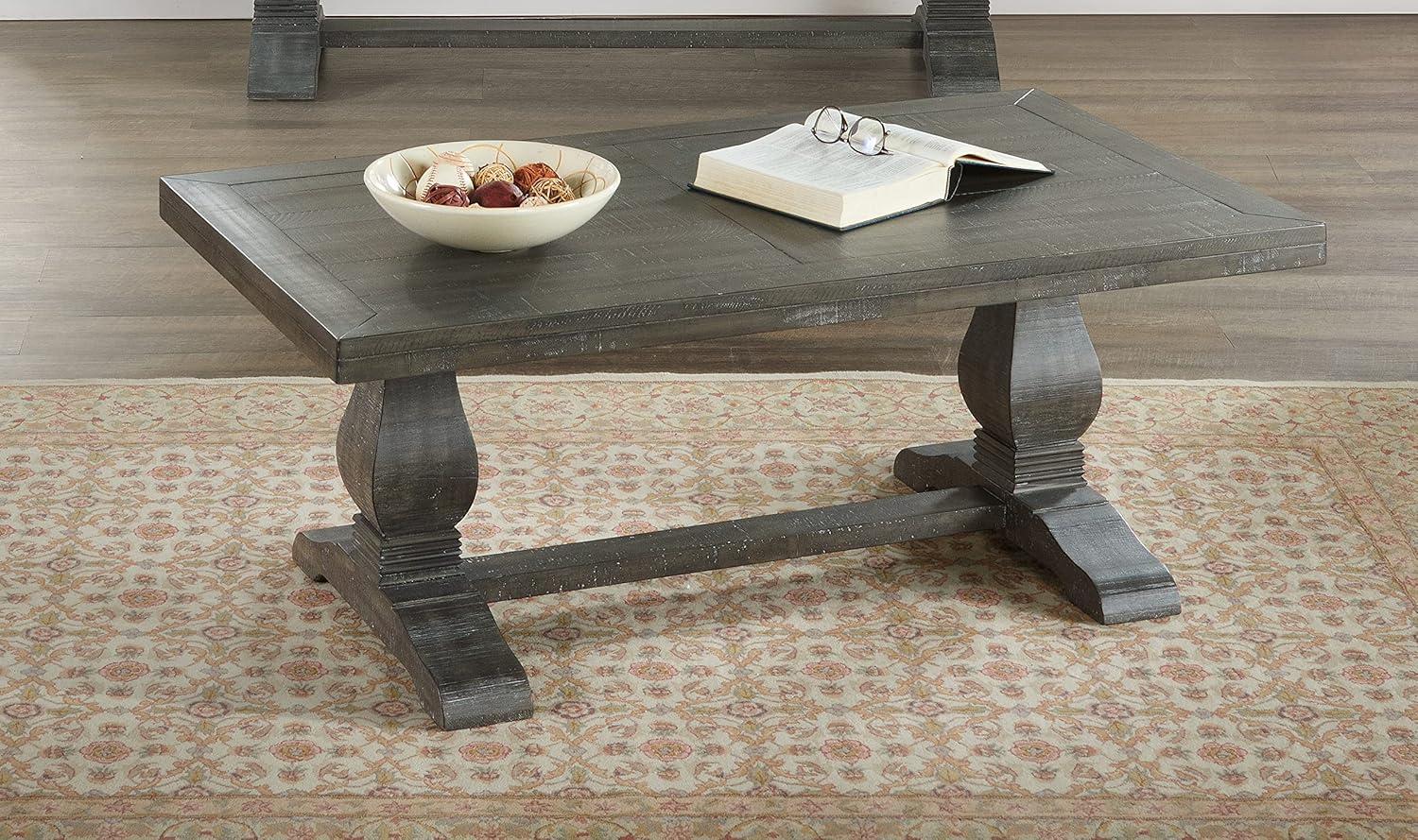 Martin Svensson Home Napa Pedestal Solid Wood Coffee Table, Grey