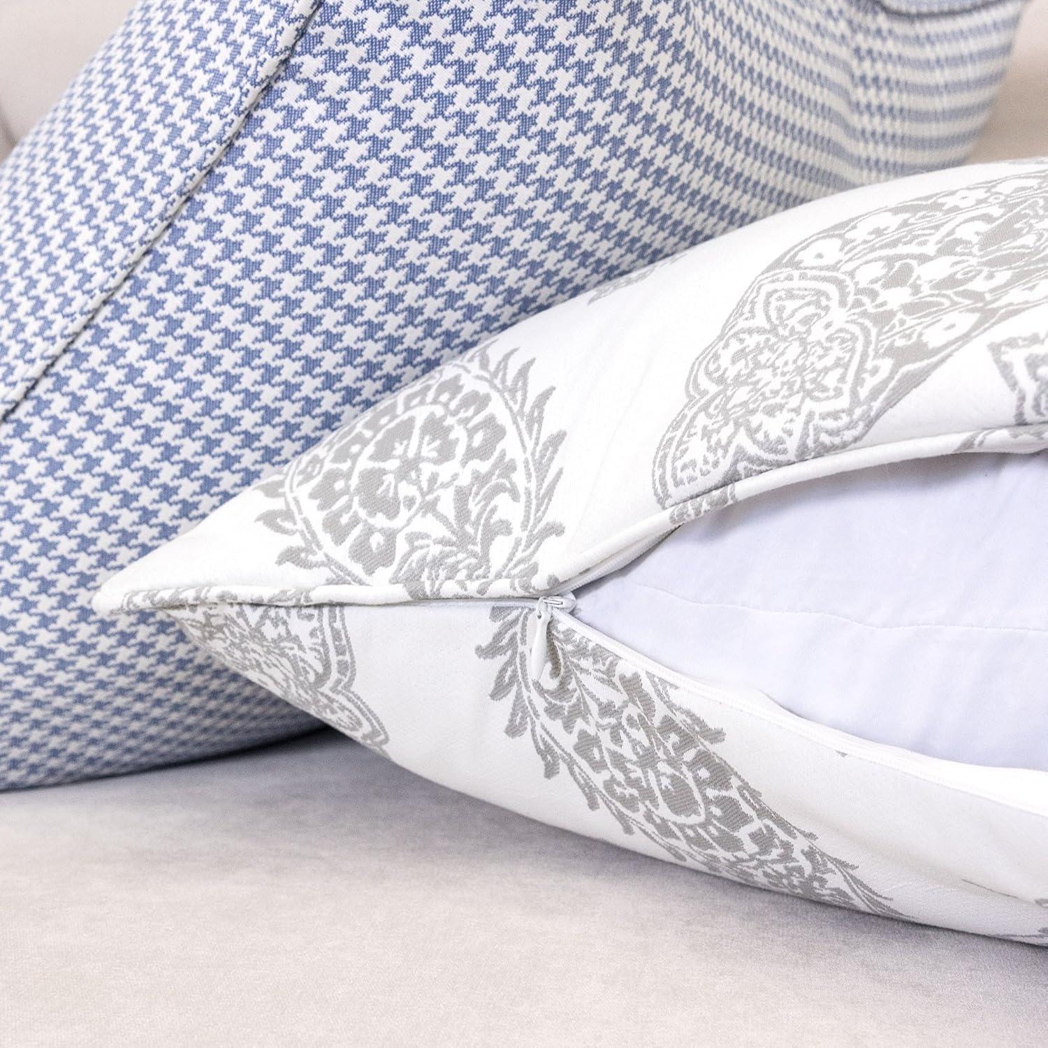Ella 20" Square Cream Gray Polyester Throw Pillow