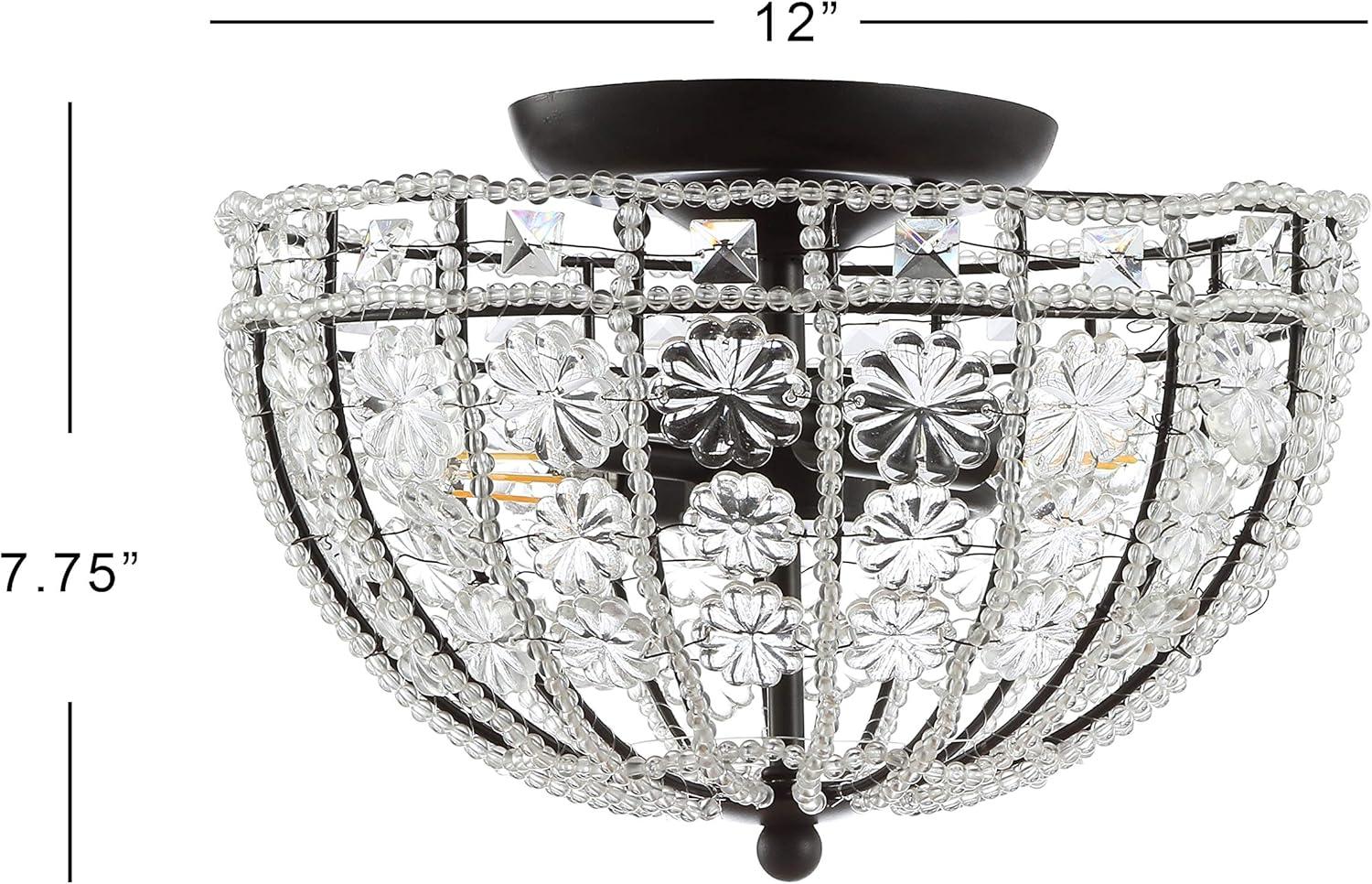 Billie 12" Black Crystal Flower LED Semi-Flush Mount