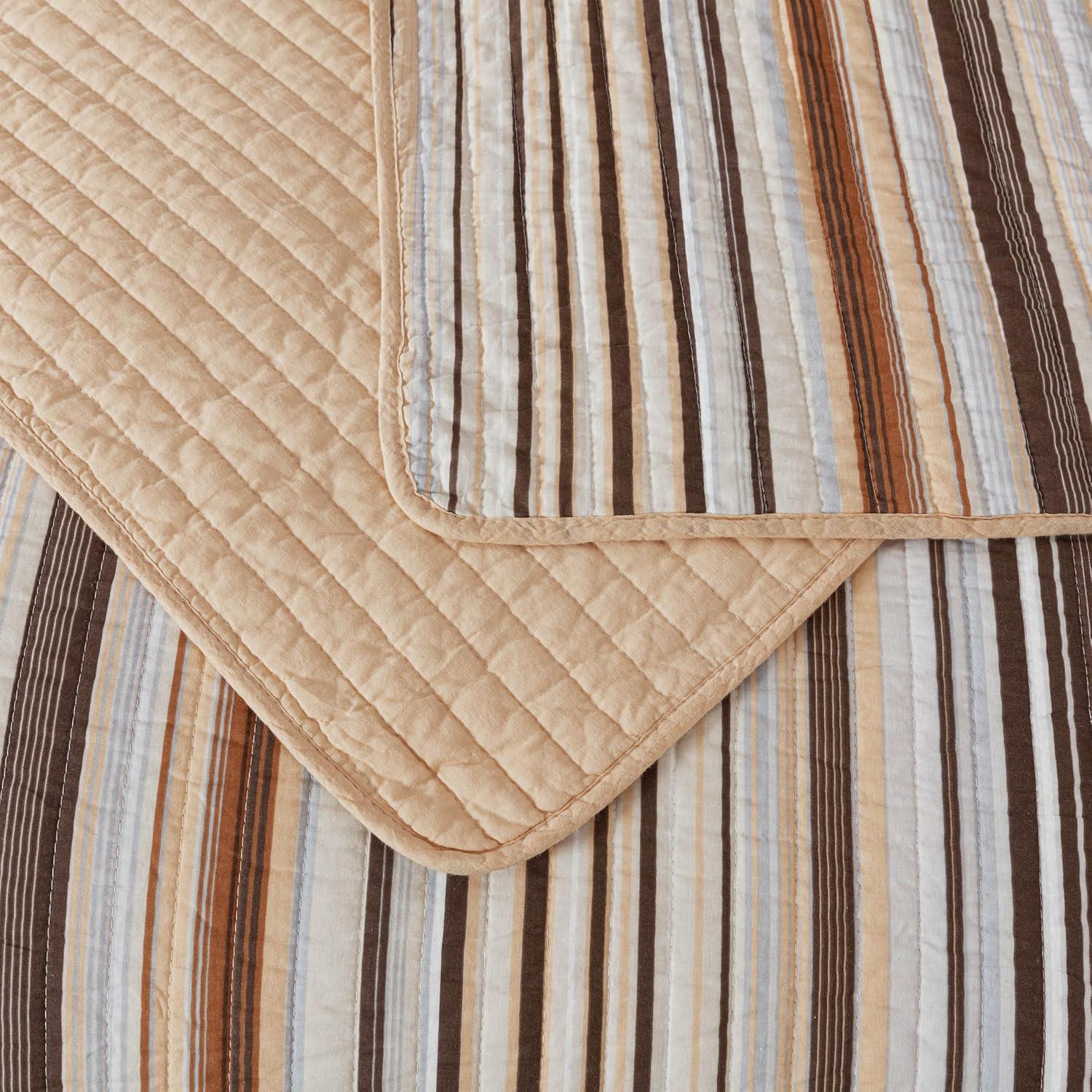 Chezmoi Collection Cotton Quilted Striped Quilt Set